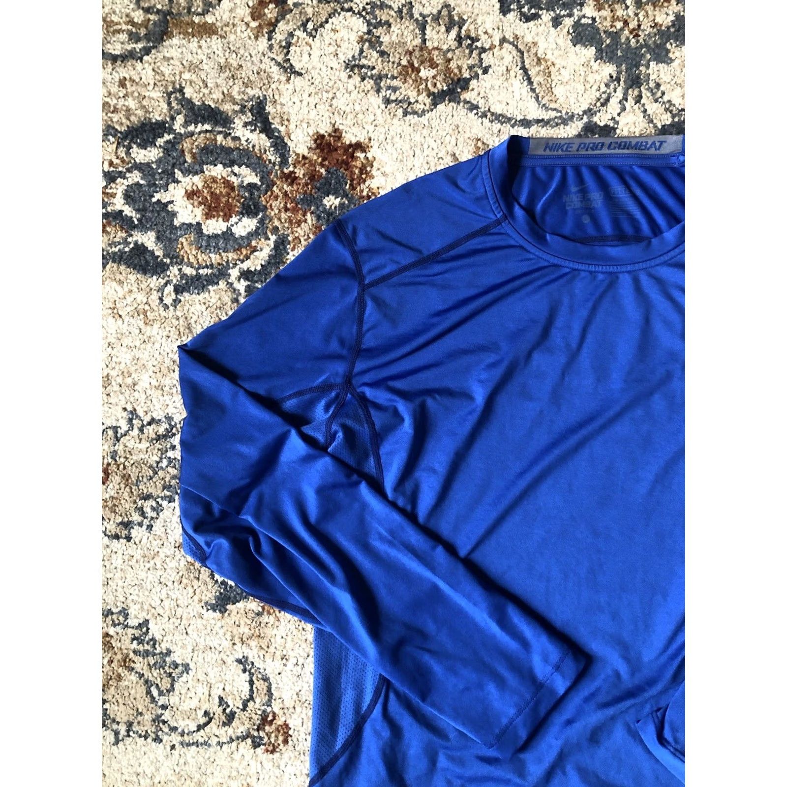 Nike Nike Pro Combat Shirt Mens Large Blue Dri-Fit Fitted Long Sleeve Gym Training Crew Neck Logo Size US L / EU 52-54 / 3 - 3 Thumbnail