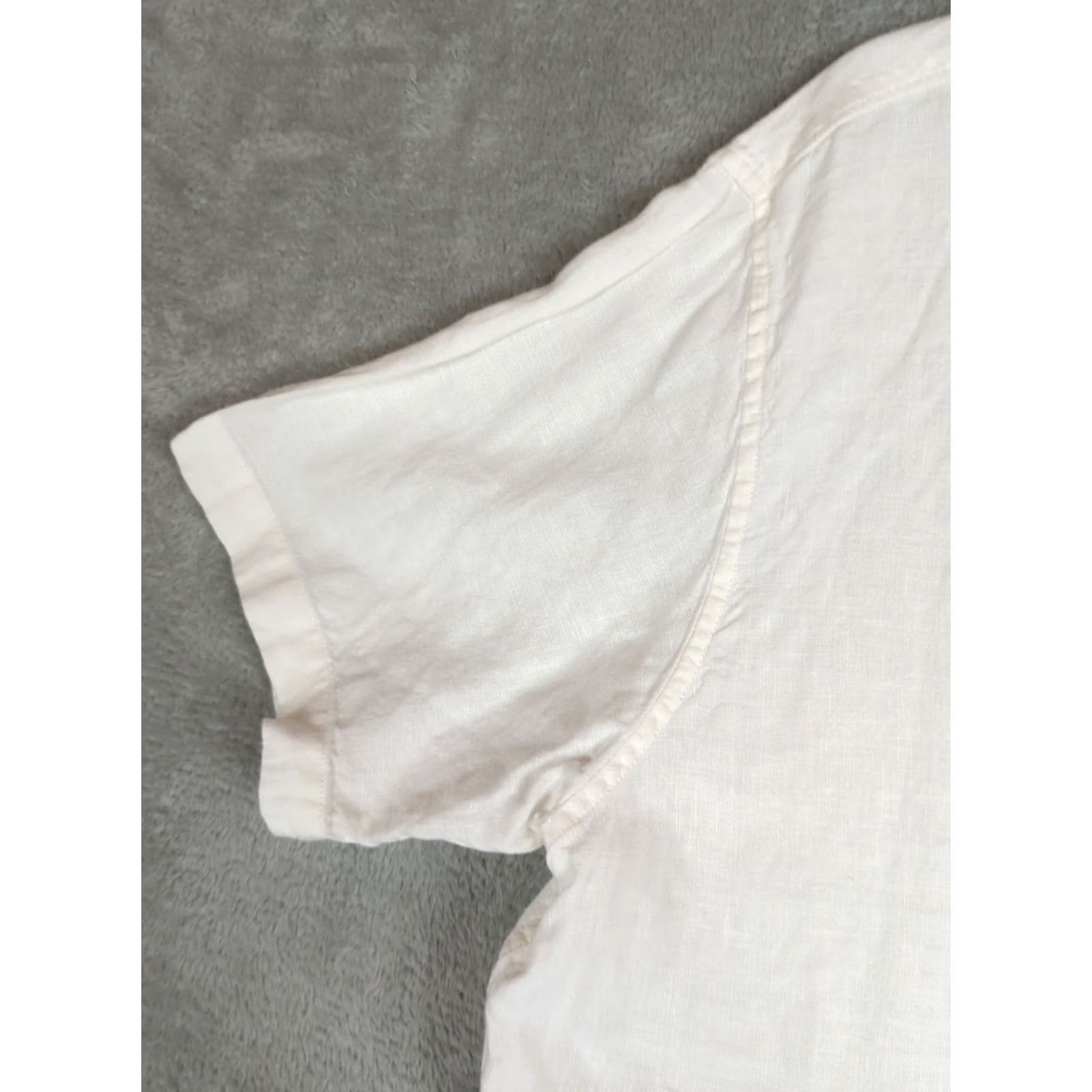 Lands' End Lands' End White Linen Shirt Mens Regular Fit Short Sleeve Spread Collar Button-Up Casual Beachy Classic Size US L / EU 52-54 / 3 - 4 Thumbnail