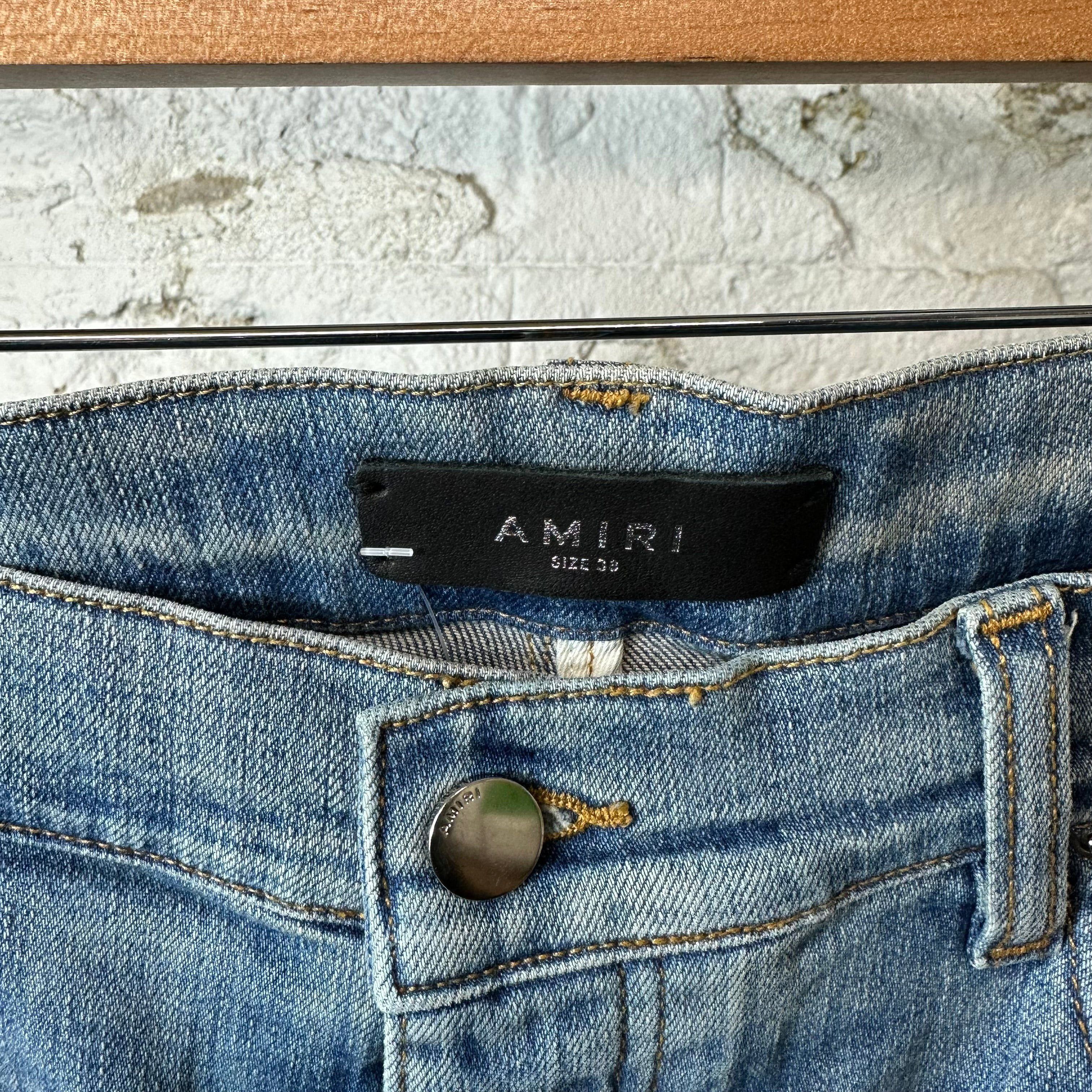 Amiri Amiri Green Camo Bones Blue Denim Jeans Sz 38 Size US 38 / EU 54 - 3 Thumbnail