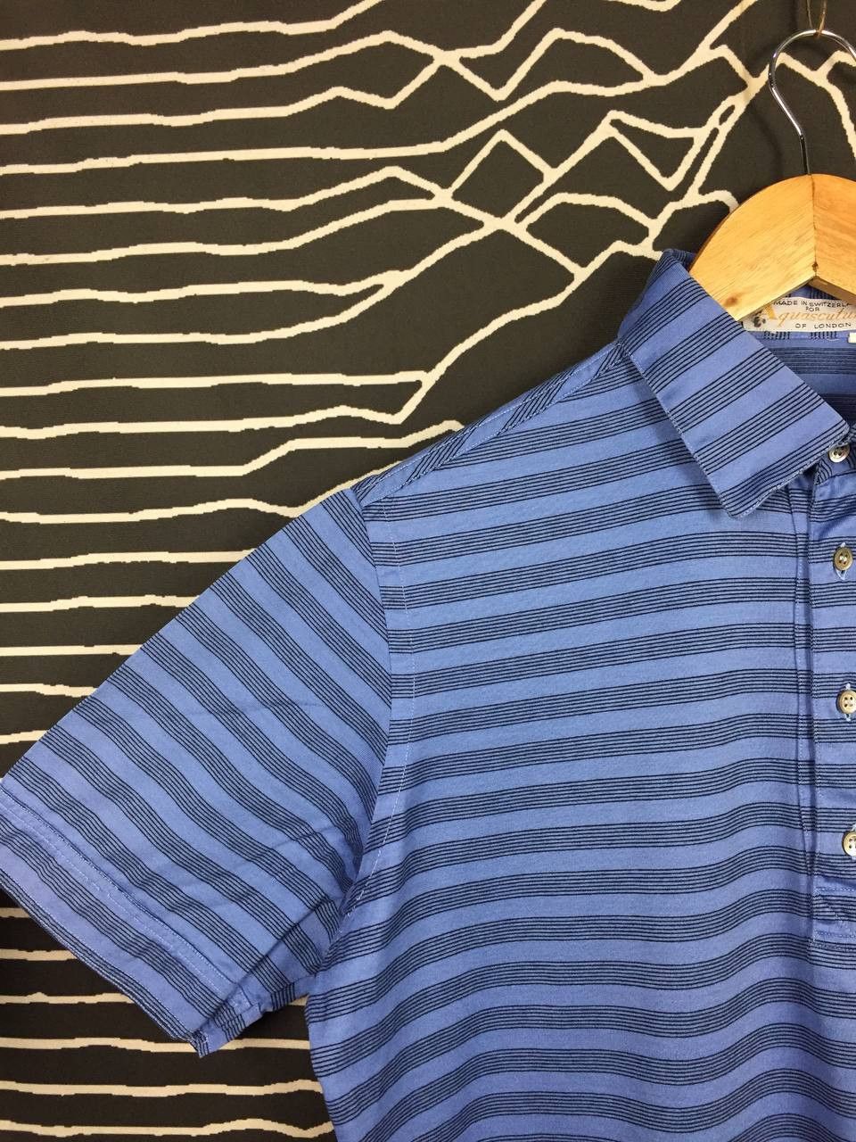 Aquascutum × Designer × Vintage Vtg 80s Aquascutum of London Striped Retro Polo Tee Size US M / EU 48-50 / 2 - 4 Thumbnail