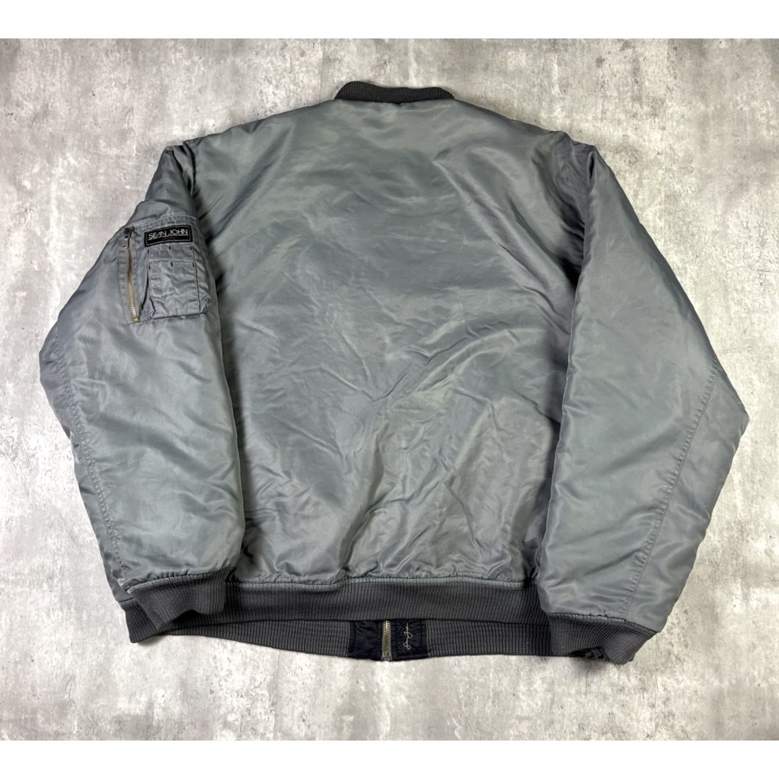Sean John VINTAGE Sean John Bomber Jacket Gray Full Zip 2XL Mens 90s Military Style Size US XXL / EU 58 / 5 - 2 Thumbnail