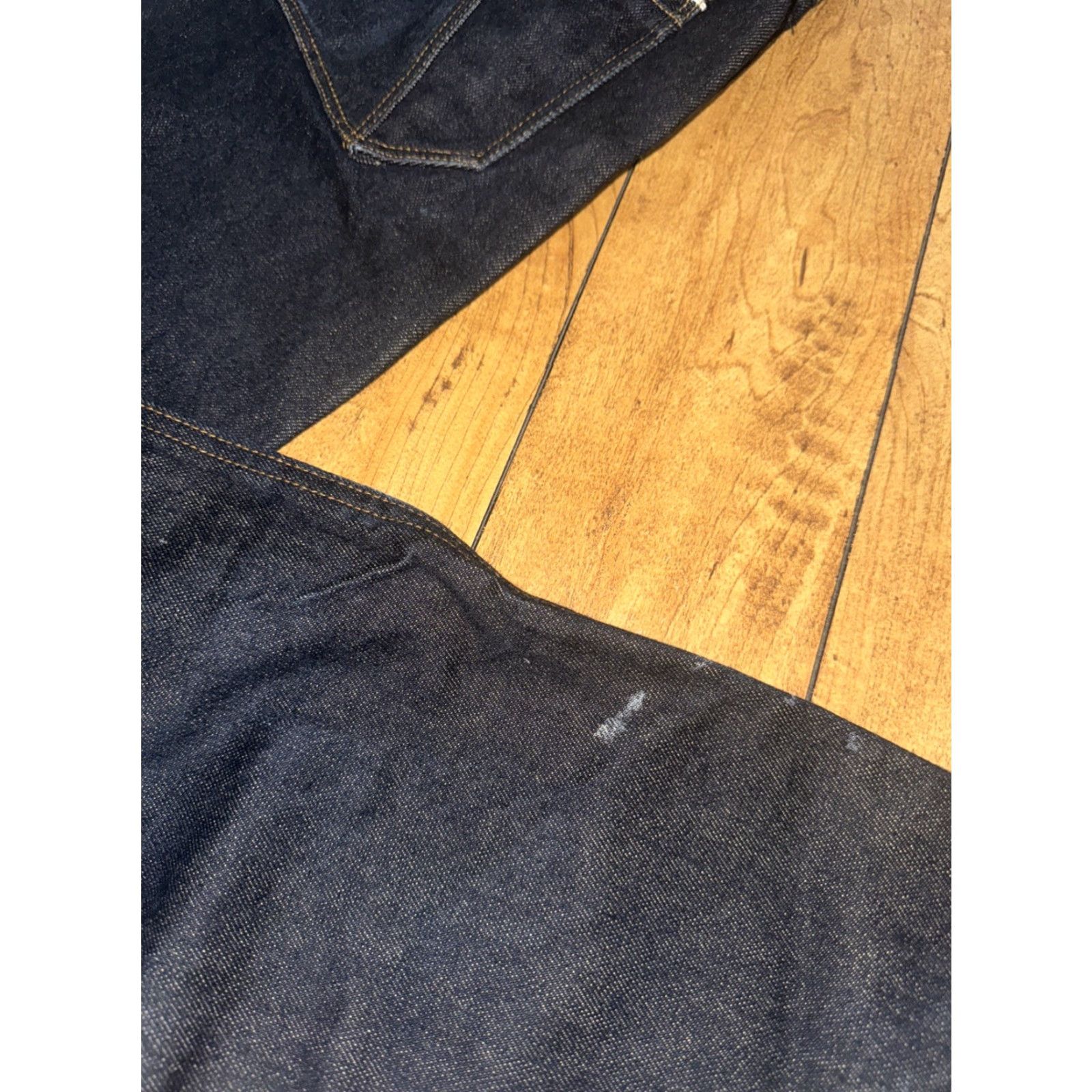 Denime VINTAGE Dravus Jeans Men’s Dark Indigo Red Line Selvedge Raw Denim 32x33 Straight Workwear Handcrafted Size US 32 / EU 48 - 4 Thumbnail