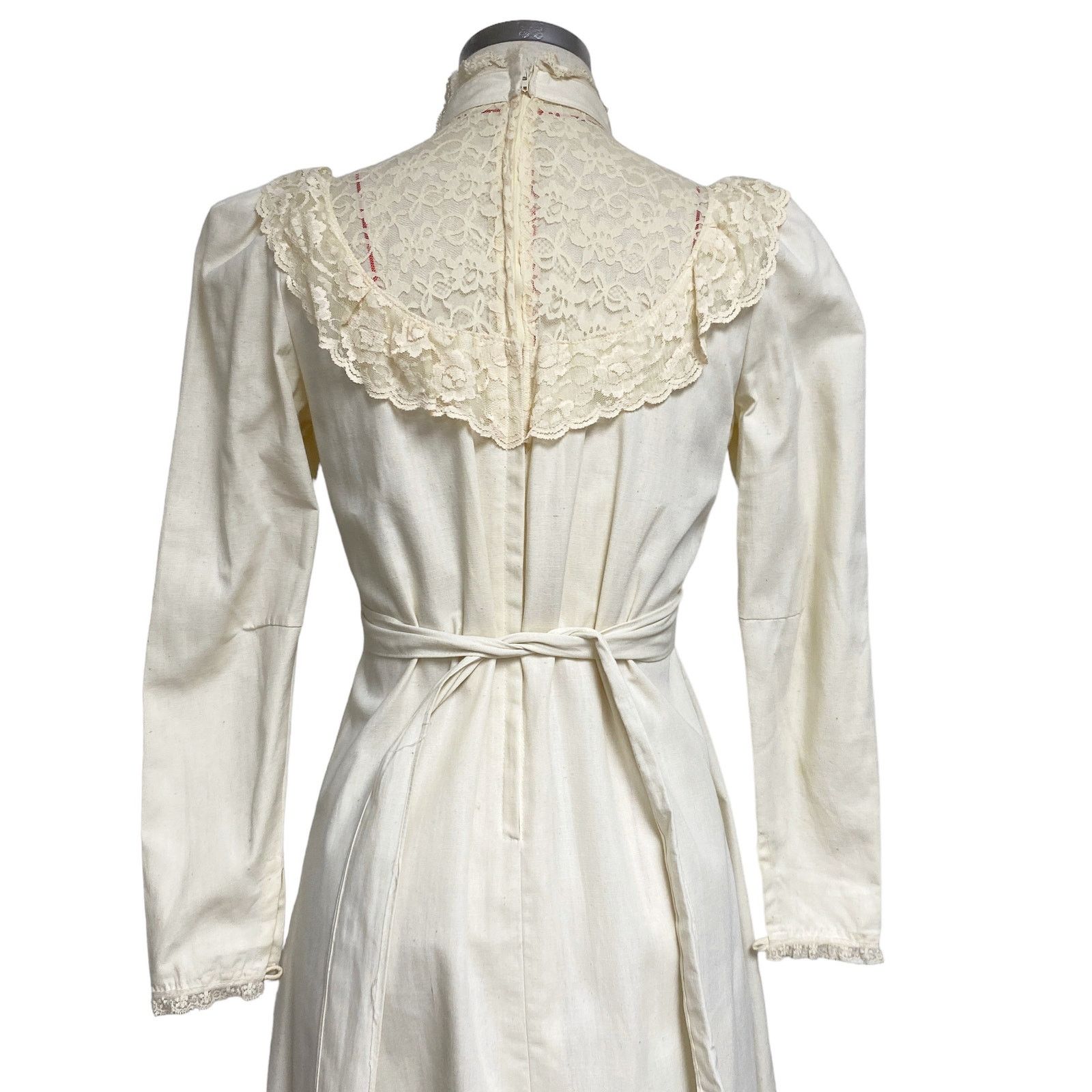 Vintage Vintage Womens Canvas Lace Mockneck Puff Sleeve Dress Size ONE SIZE - 3 Thumbnail