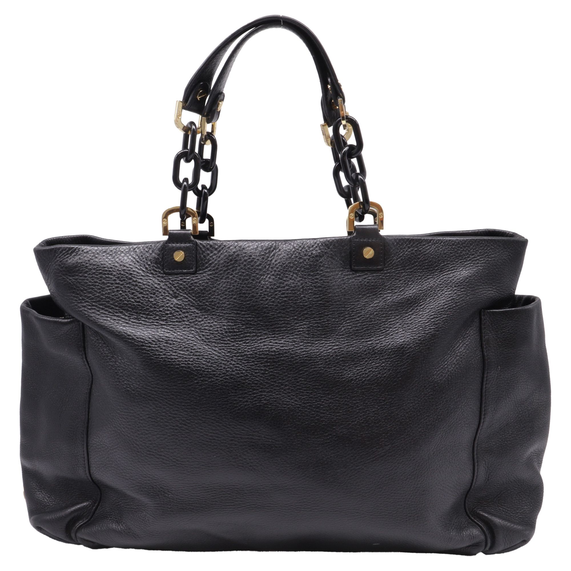 Tory Burch Tory Burch Chain Strap Detailed Tote Bag in Black Leather Size ONE SIZE - 1 Thumbnail