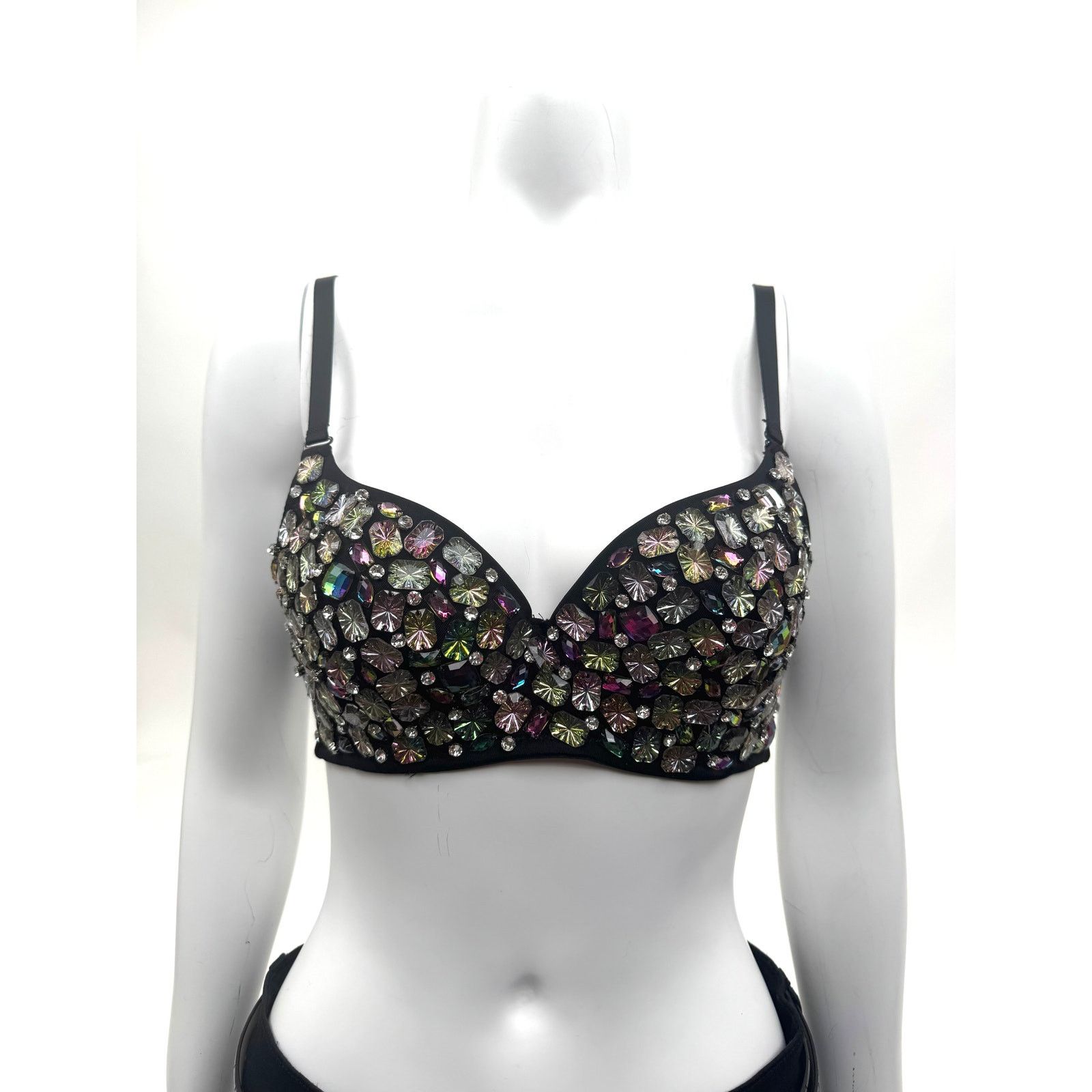 Other Custom Hand-Sewn Gem Bra with Embellished Band Size L Size ONE SIZE - 2 Thumbnail