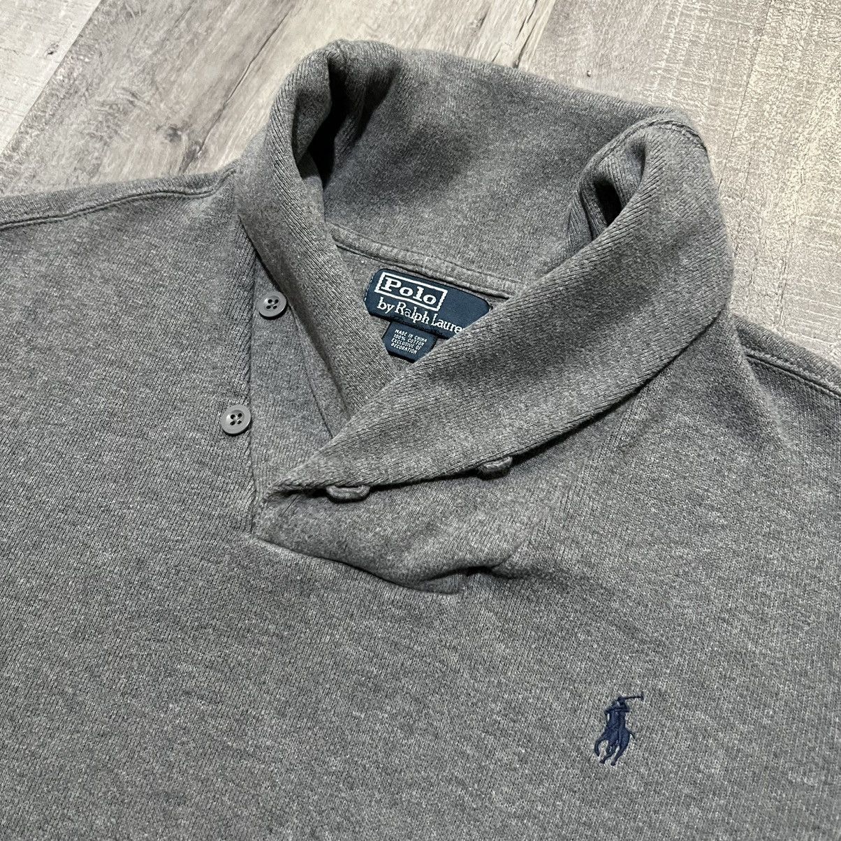 Polo Ralph Lauren Polo Ralph Lauren Grey Double Loop Shawl Collar Sweater Size US XL / EU 56 / 4 - 2 Thumbnail