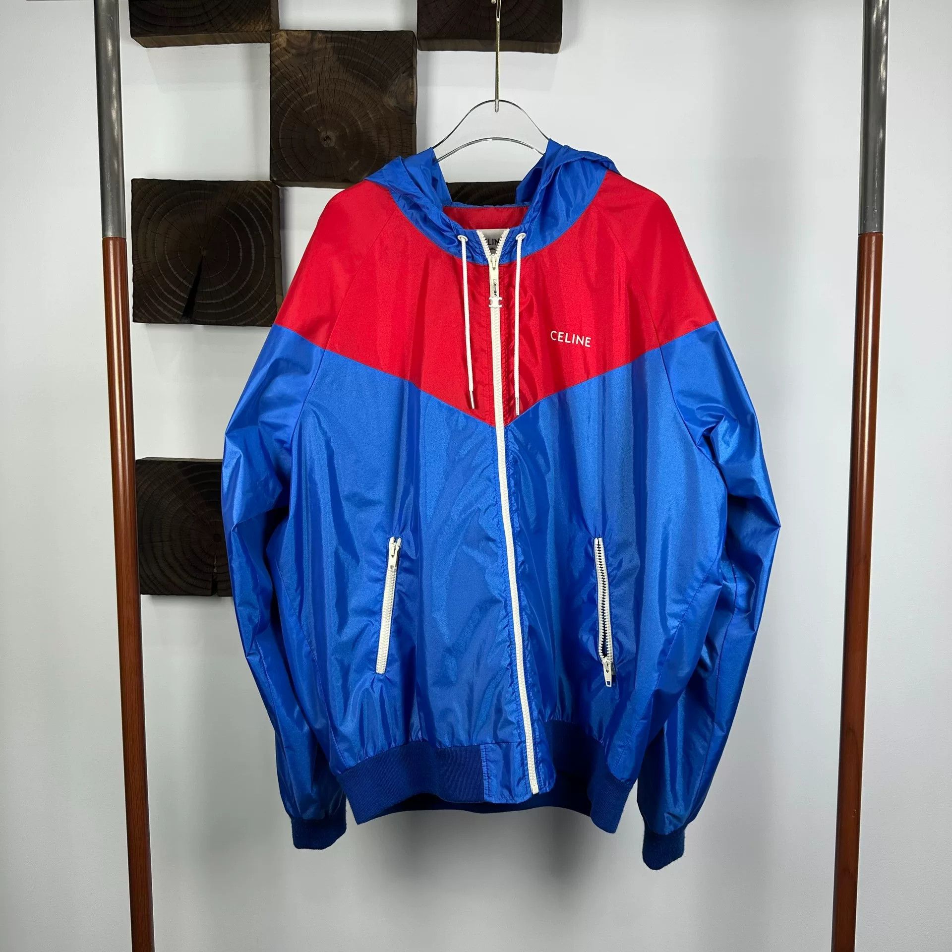 Celine CELINE Colorblock Lightweight Nylon Hooded Jacket Size XXL / US 16-18 / IT 52-54 - 1 Thumbnail