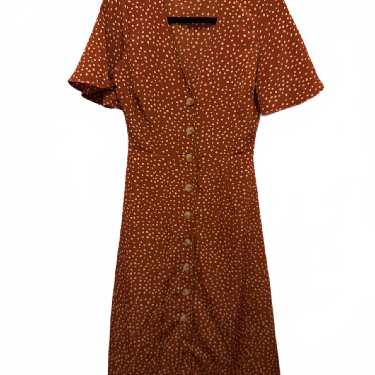 Designer Elegant Brown Polka Dot Dress Size S / US 4 / IT 40 - 1 Thumbnail