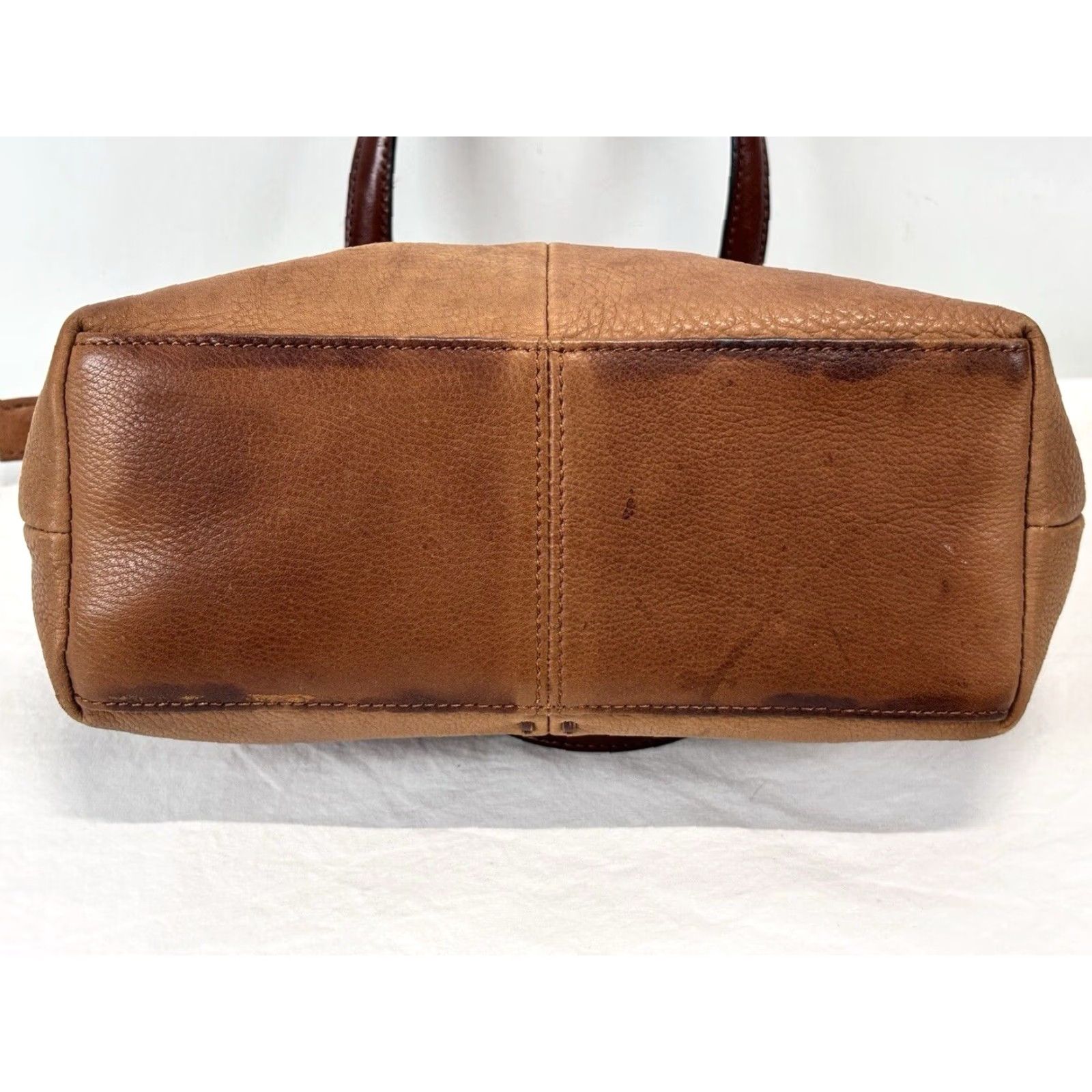 Fossil VINTAGE Fossil Satchel Bag Women Mini Brown Leather Y2K 90s Purse 3 Compartment Size ONE SIZE - 4 Thumbnail