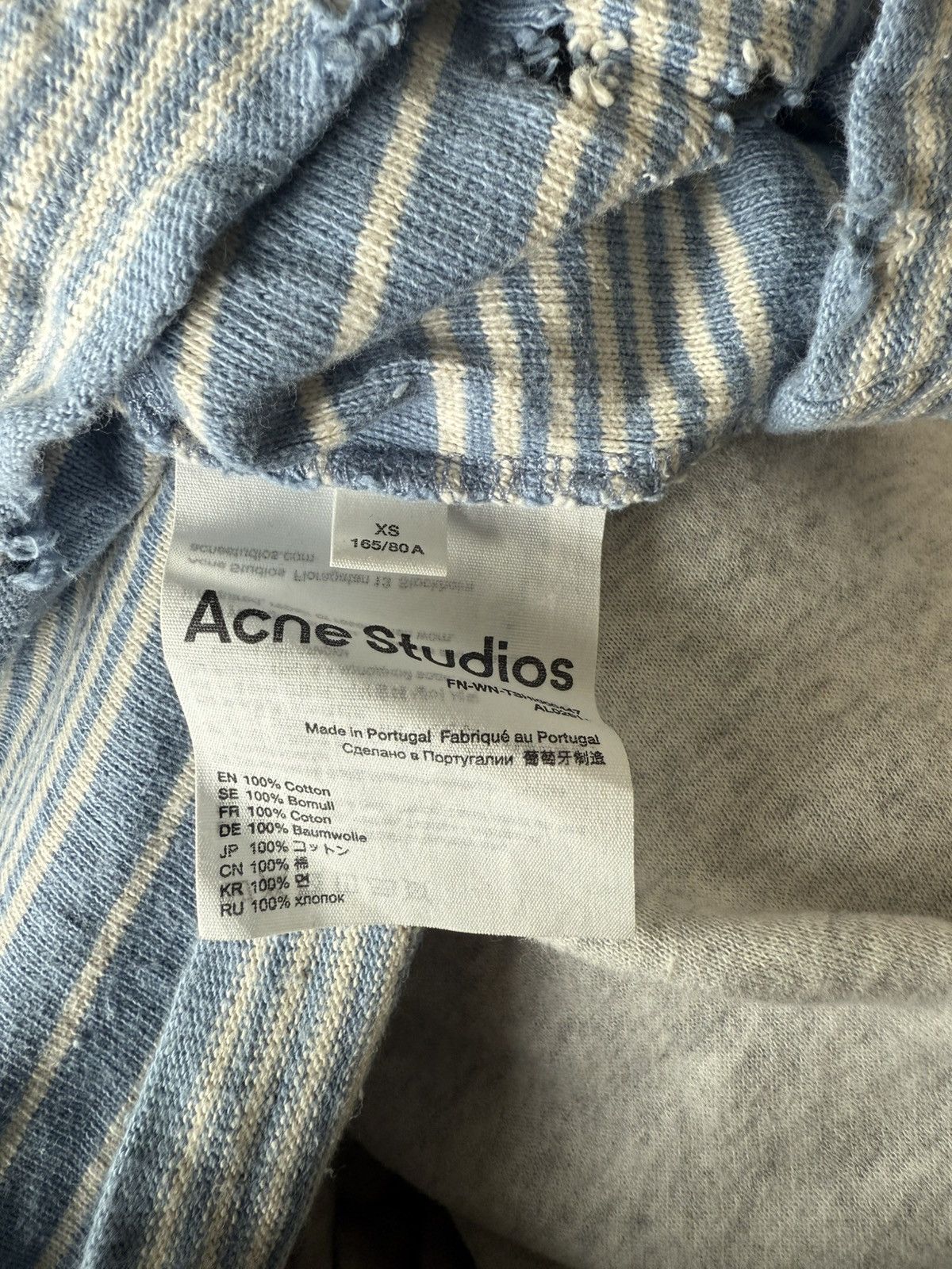 Acne Studios Acne Studios Striped Distressed Collared Shirt Size US XS / EU 42 / 0 - 3 Thumbnail