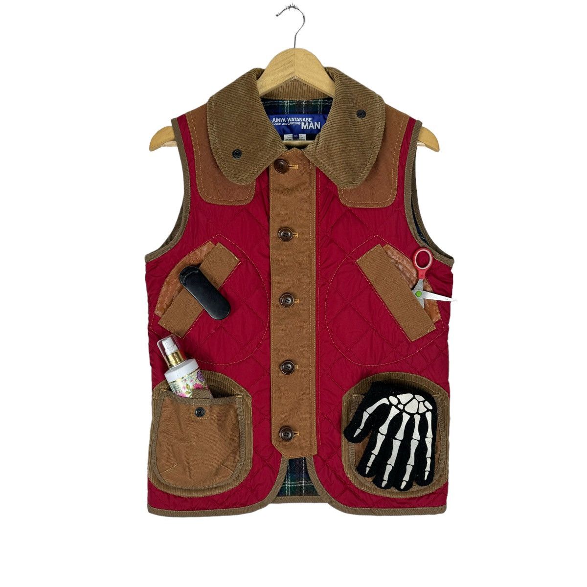 Junya Watanabe 🔥JUNYA WATANABE FW2014 QUILTED NYLON COWHIDE LEATHER VEST Size US XS / EU 42 / 0 - 2 Thumbnail
