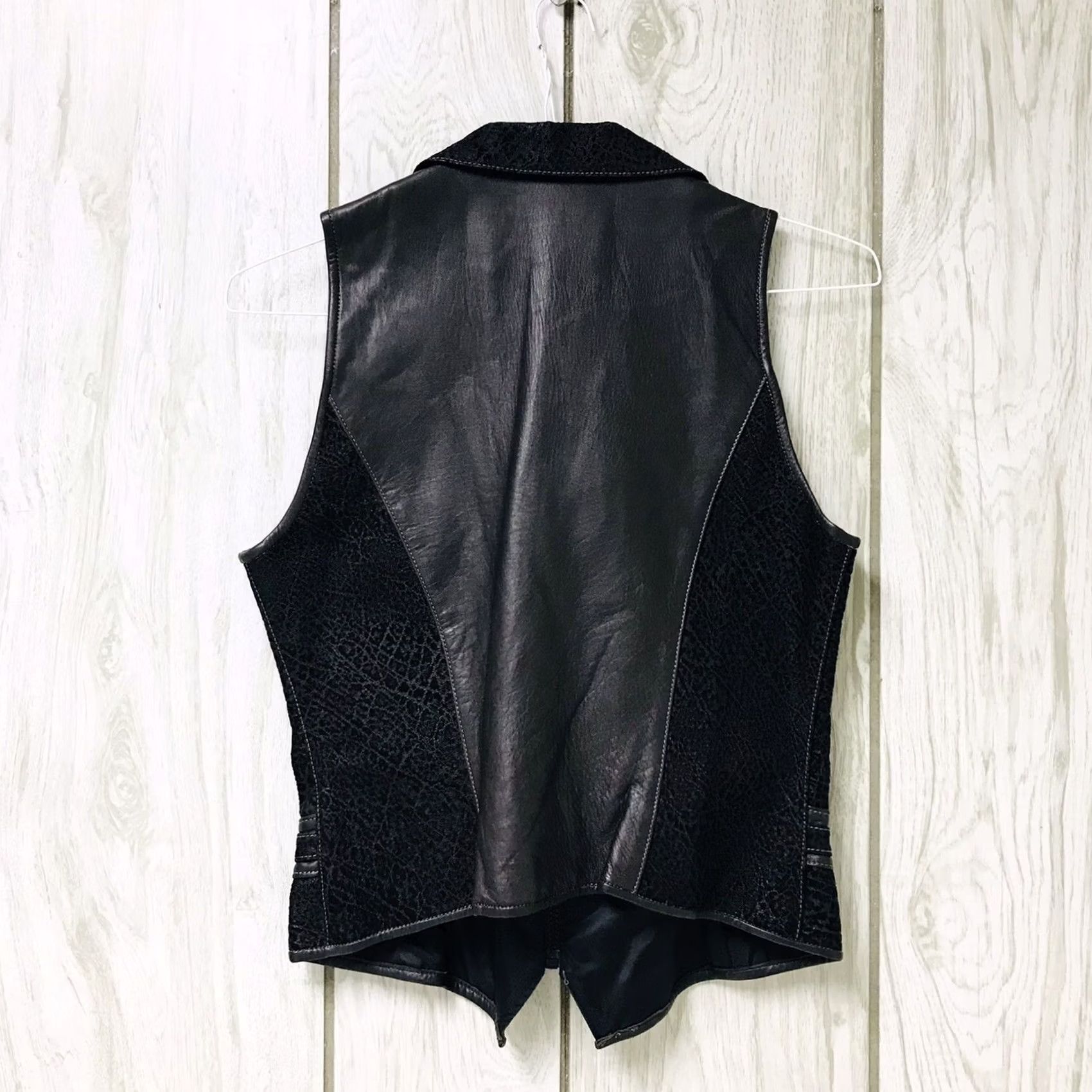 Vintage VINTAGE St Maarten Dallas Women Black Leather Leopard Suede Full Zip Vest USA M Size M / US 6-8 / IT 42-44 - 2 Thumbnail