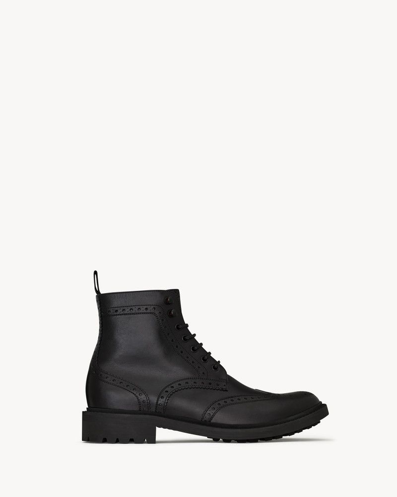 Saint Laurent Paris o1tr1nto0326 819674 Antoine Brogue Boots in Smooth Leather Size US 12 / IT 42 - 1 Thumbnail