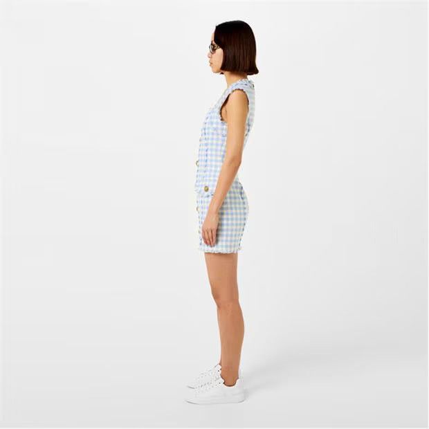 Balmain o1g2r1mq0924 Mini Dress in White & Blue Size XS / US 0-2 / IT 36-38 - 5 Thumbnail
