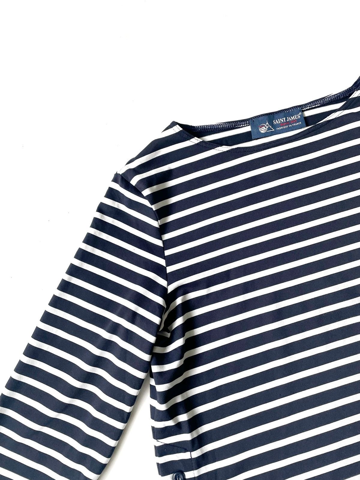 Designer × Saint James Saint James Women Blue & White Long Sleeve Size S France Size S / US 4 / IT 40 - 2 Thumbnail