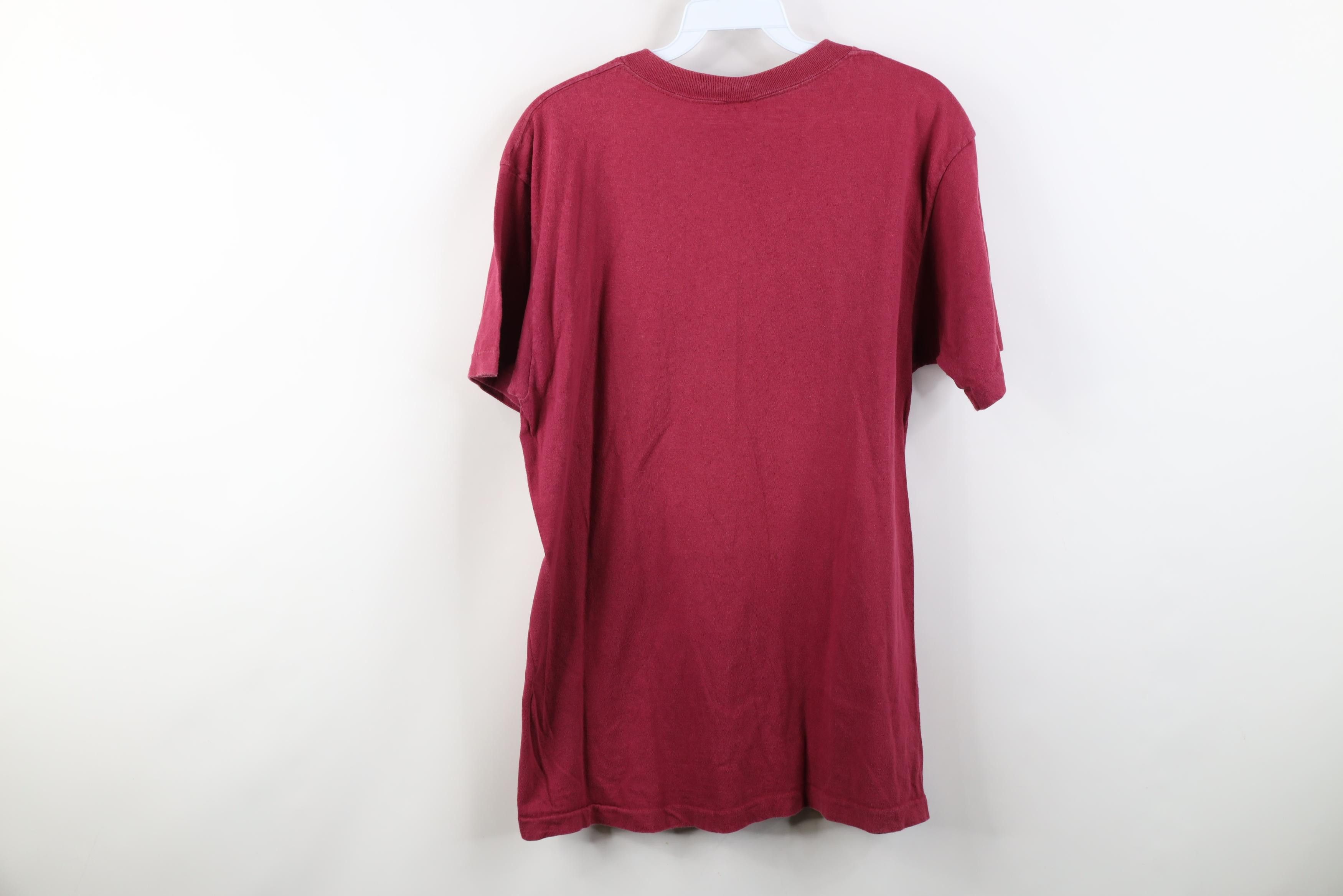 Vintage Vintage 90s Streetwear Blank Combed Cotton T-Shirt Red USA Size US L / EU 52-54 / 3 - 10 Thumbnail