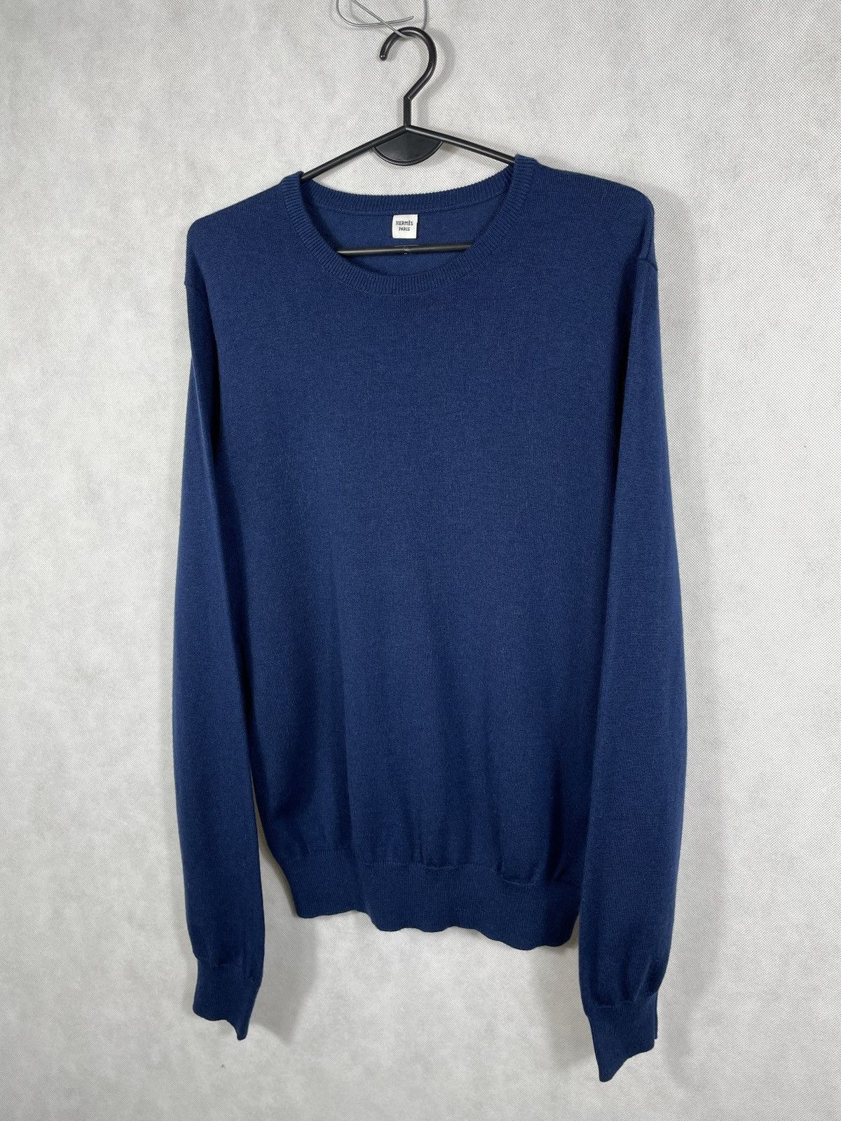 Designer × Hermes Hermes 100% Wool Navy Sweater Jumper Pull Luxury Old Money Size L / US 10 / IT 46 - 2 Thumbnail