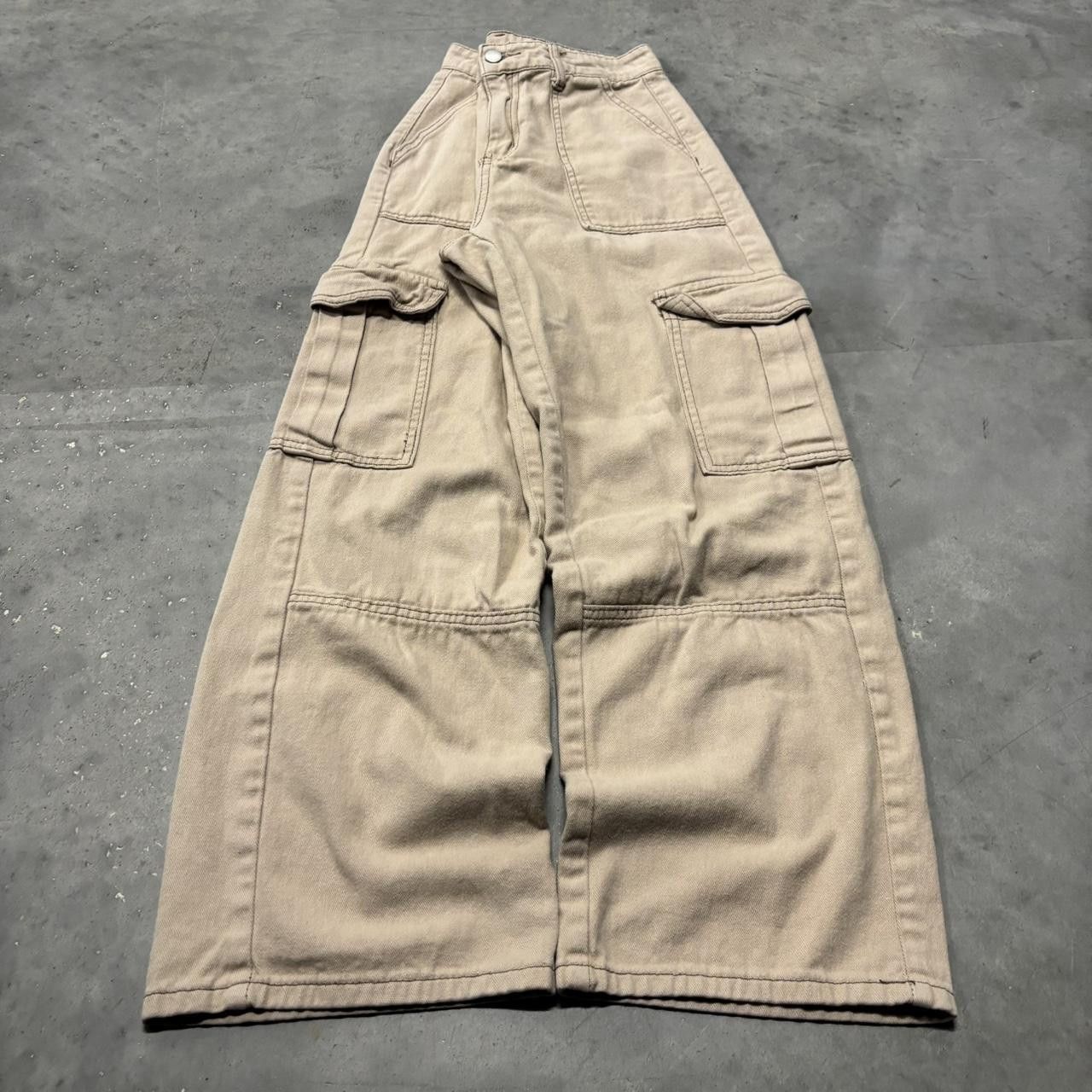 Japanese Brand × Vintage Crazy Vintage Y2K/2000s Baggy Tan Skater Streetwear Cargo Pants! Size 27" / US 4 / IT 40 - 1 Thumbnail