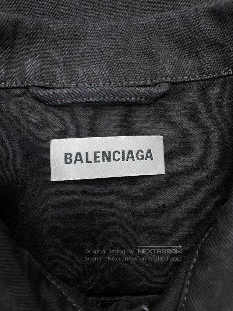 Balenciaga Balenciaga Black and gray denim jacket with large rhinesto Size XXS / US 00 / IT 34 - 4 Thumbnail
