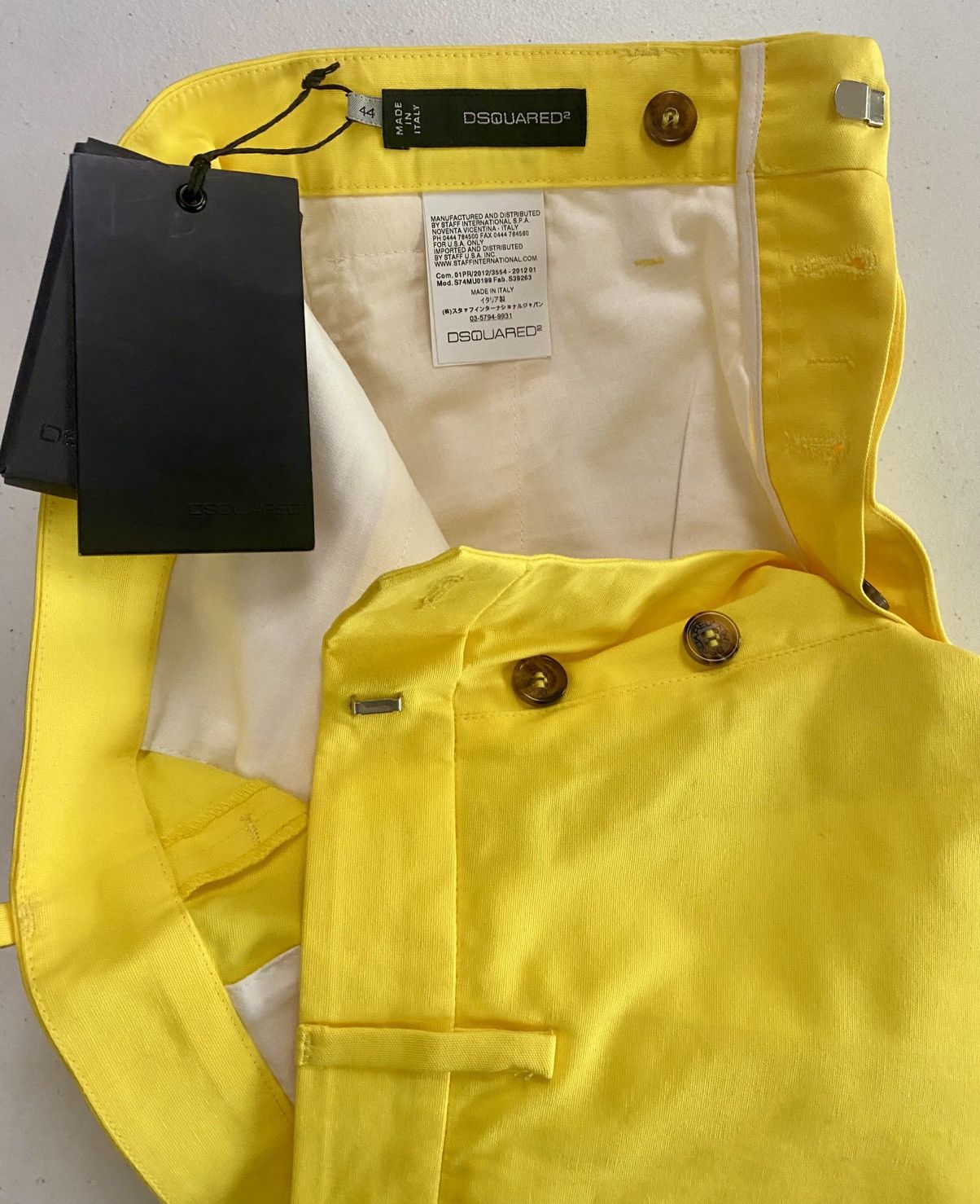 Dsquared2 Dsquared2 Canary Yellow/White Stripes Side Zip Shorts 44 NWT Size 30" / US 8 / IT 44 - 5 Thumbnail