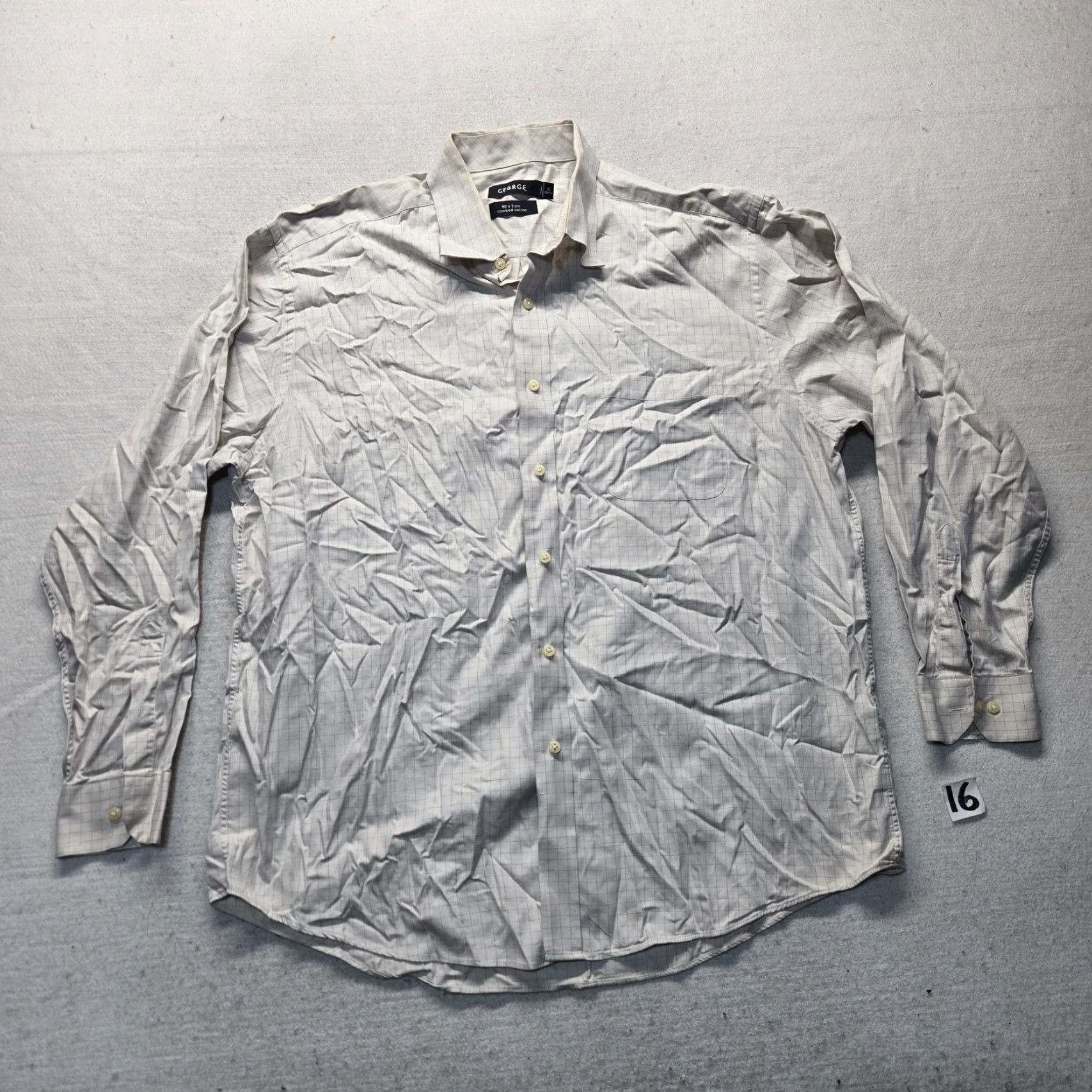 George GEORGE Shirt Button-Up Checkered White Long Sleeve Adult XL Men’s Size US XL / EU 56 / 4 - 2 Thumbnail