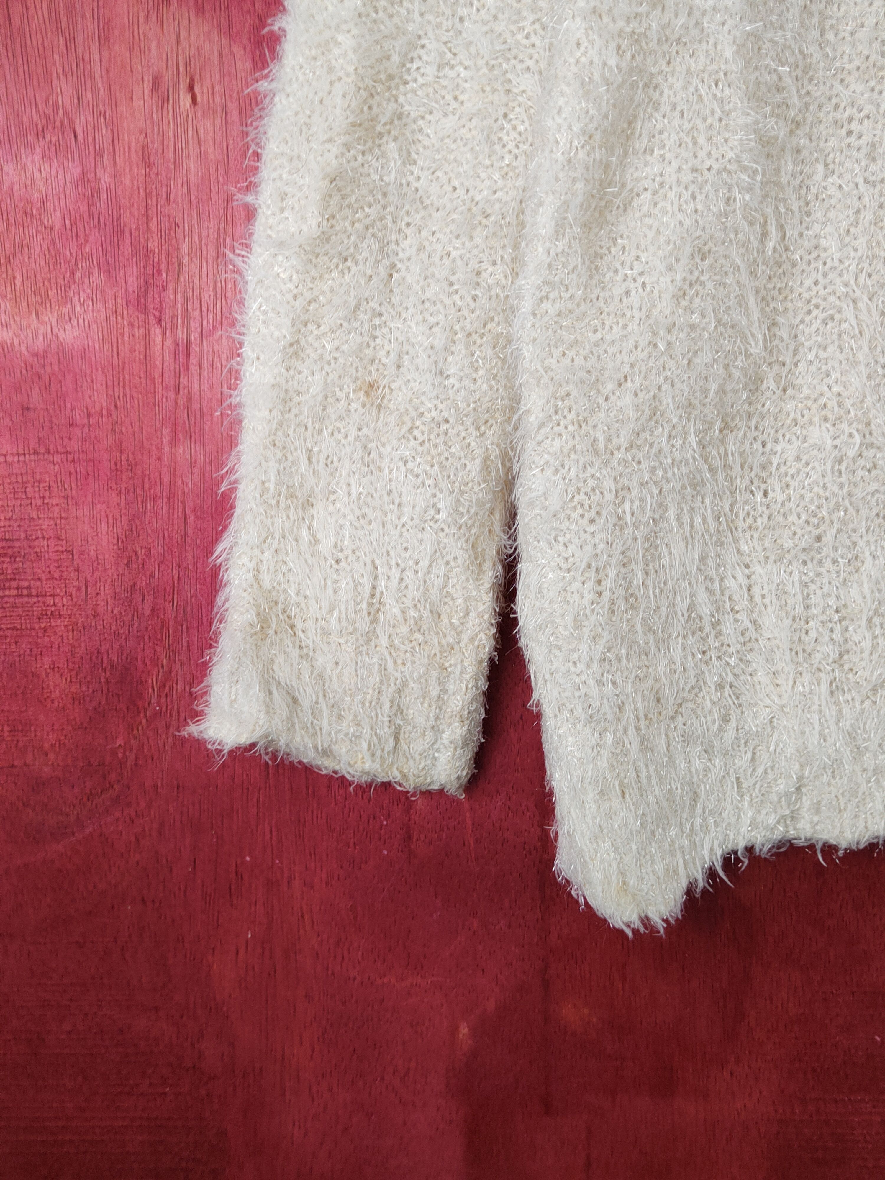 Japanese Brand Glacier Cream Shag Shaggy Fur Mohair Knitwear #S1930 Size M / US 6-8 / IT 42-44 - 4 Thumbnail