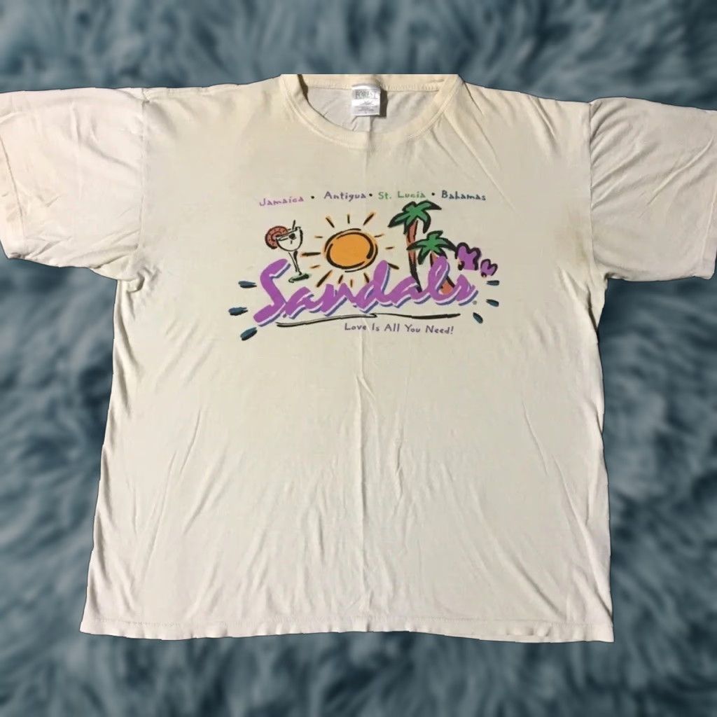 Vintage Vtg Sandals Resort faded shirt M Beach Surf Abstract Art Vaporwave Grunge 90s OP Size US M / EU 48-50 / 2 - 1 Thumbnail
