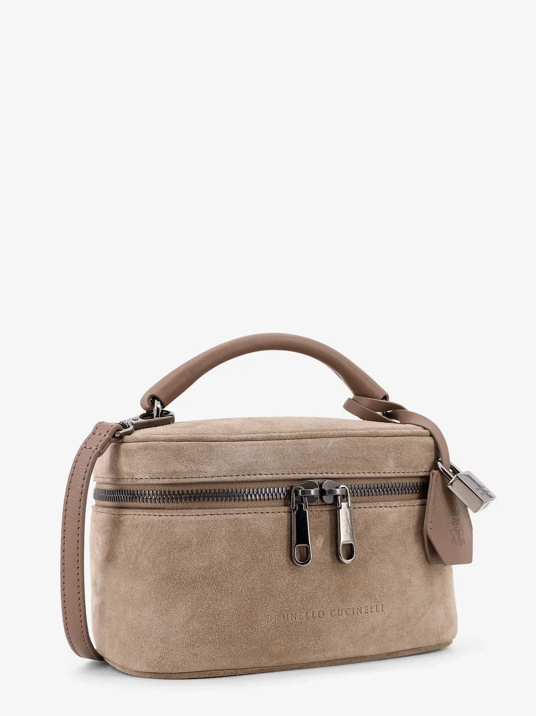Brunello Cucinelli BRUNELLO CUCINELLI Beige Suede Vanity Bag New & Authentic Size ONE SIZE - 3 Thumbnail