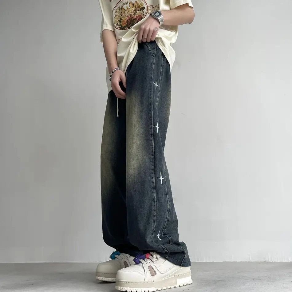 Japanese Brand Retro loose straight leg embroidered jeans Size US 32 / EU 48 - 2 Thumbnail