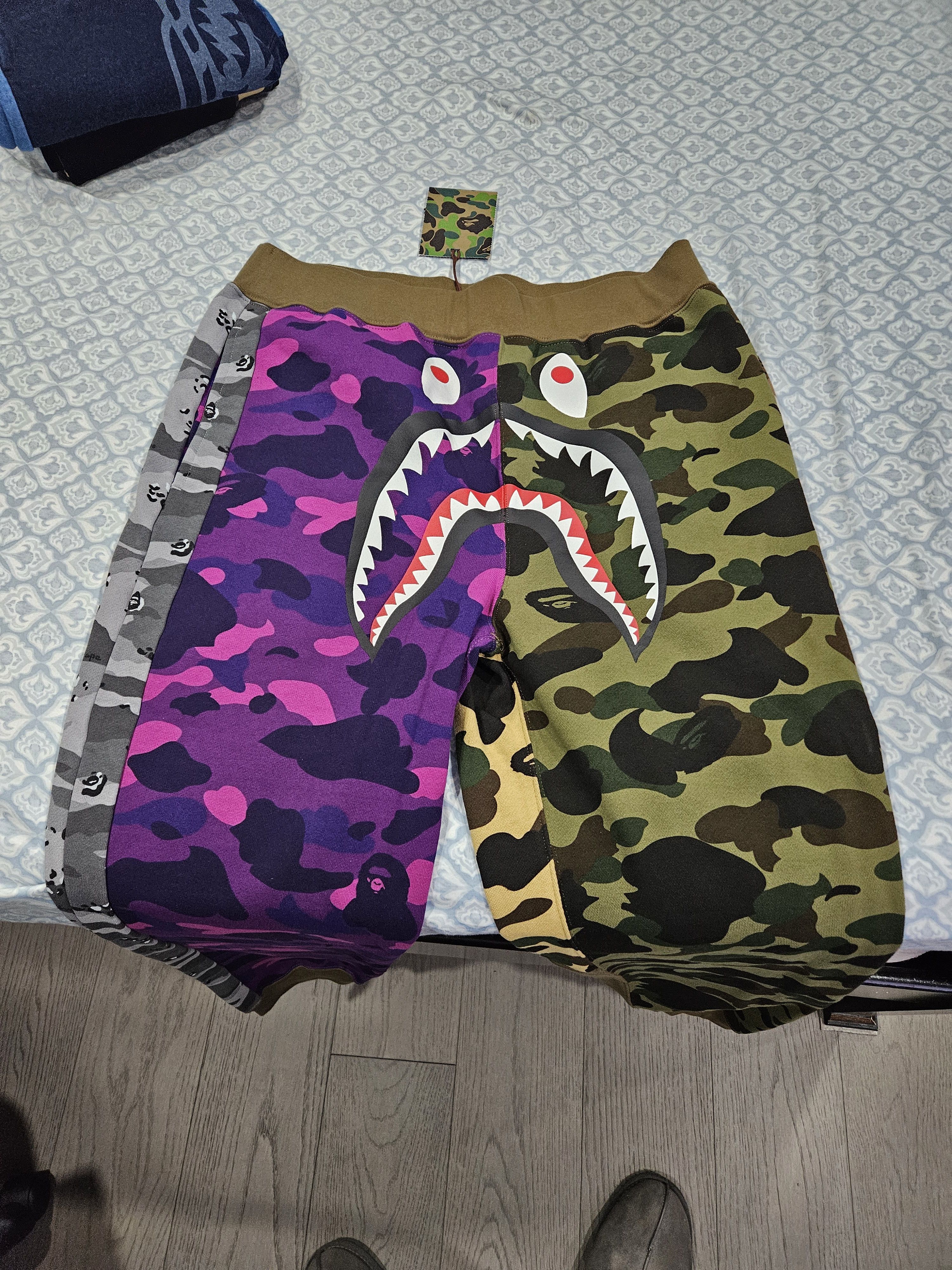 Image of Bape Crazy Camo Shark Sweat Pants, Men's (Size 38)