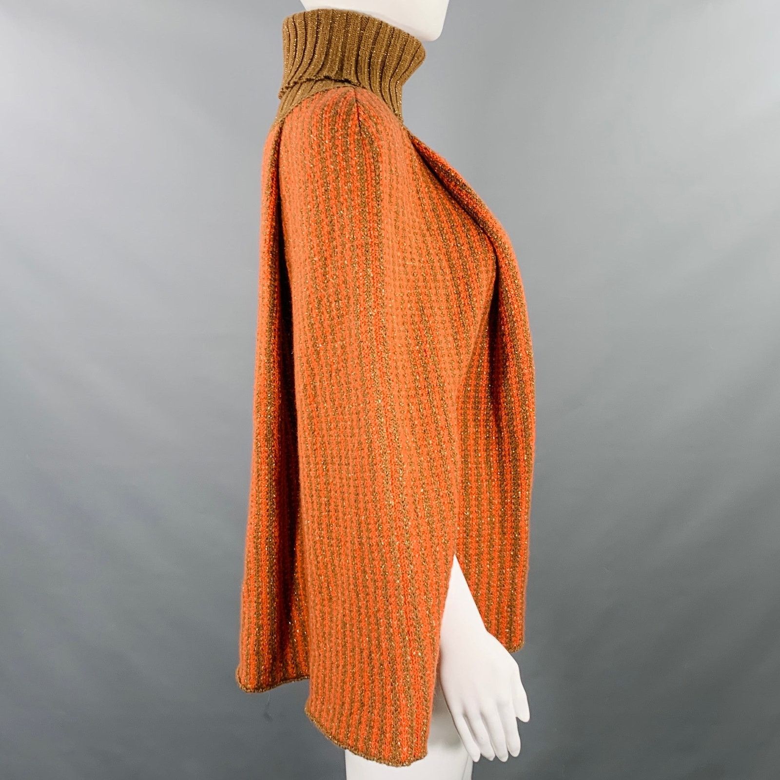 Other M MISSONI Size S Orange Brown Stripe Turtleneck Cape Size S / US 4 / IT 40 - 2 Thumbnail