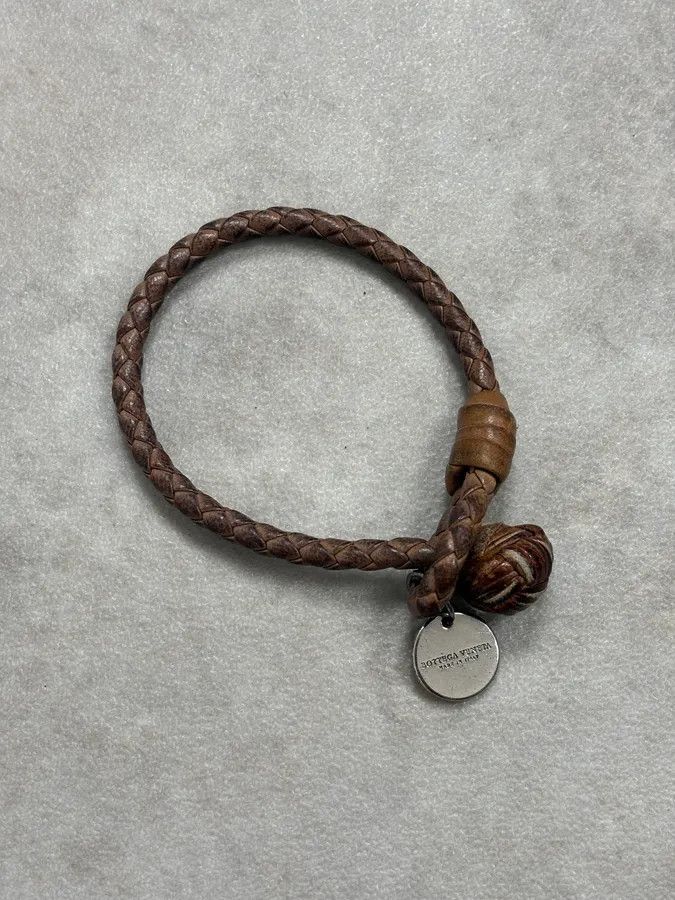 Bottega Veneta Bottega Veneta Brown Leather Braided Bracelet Size ONE SIZE - 1 Thumbnail