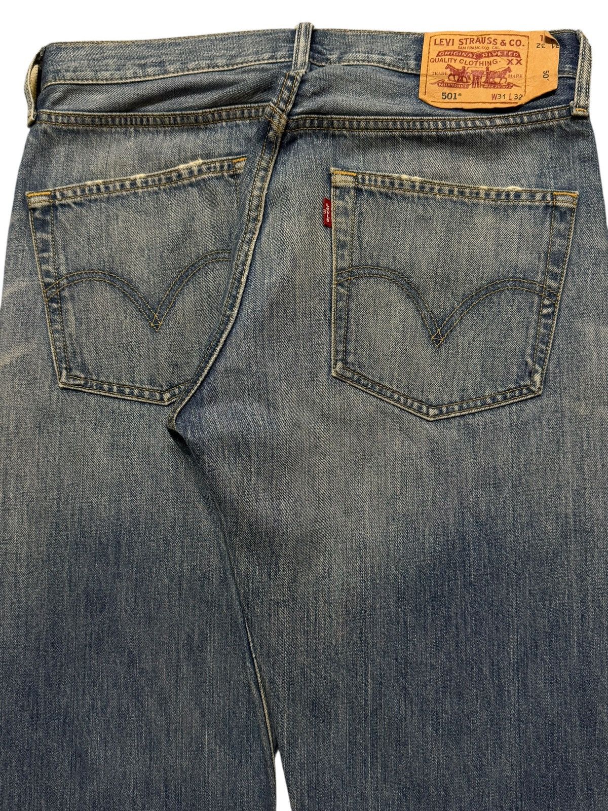Levi's Vintage 90s Levis 501 Mud Wash Faded Distress Straight Loose Size US 32 / EU 48 - 5 Thumbnail