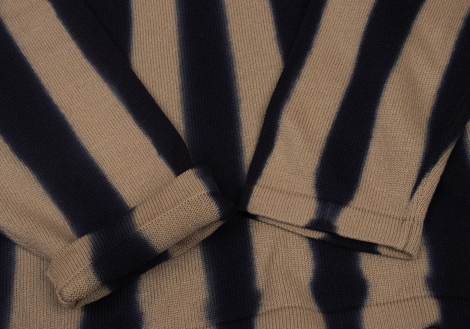Issey Miyake Striped Cotton Knit Sweater in Beige and Navy XL Size US XL / EU 56 / 4 - 5 Thumbnail