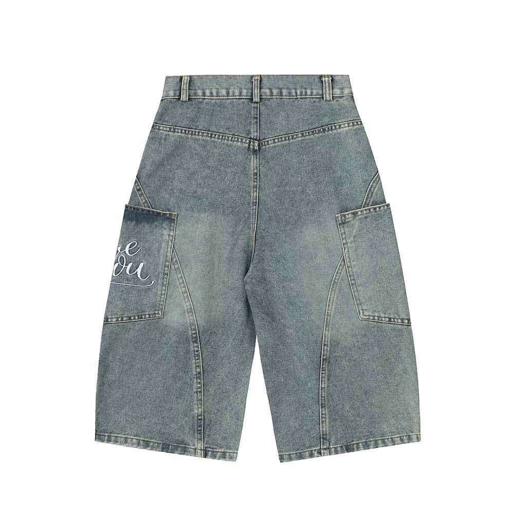 Japanese Brand × Vintage Vintage washed distressed embroidered pocket denim shorts Size US 32 / EU 48 - 2 Thumbnail