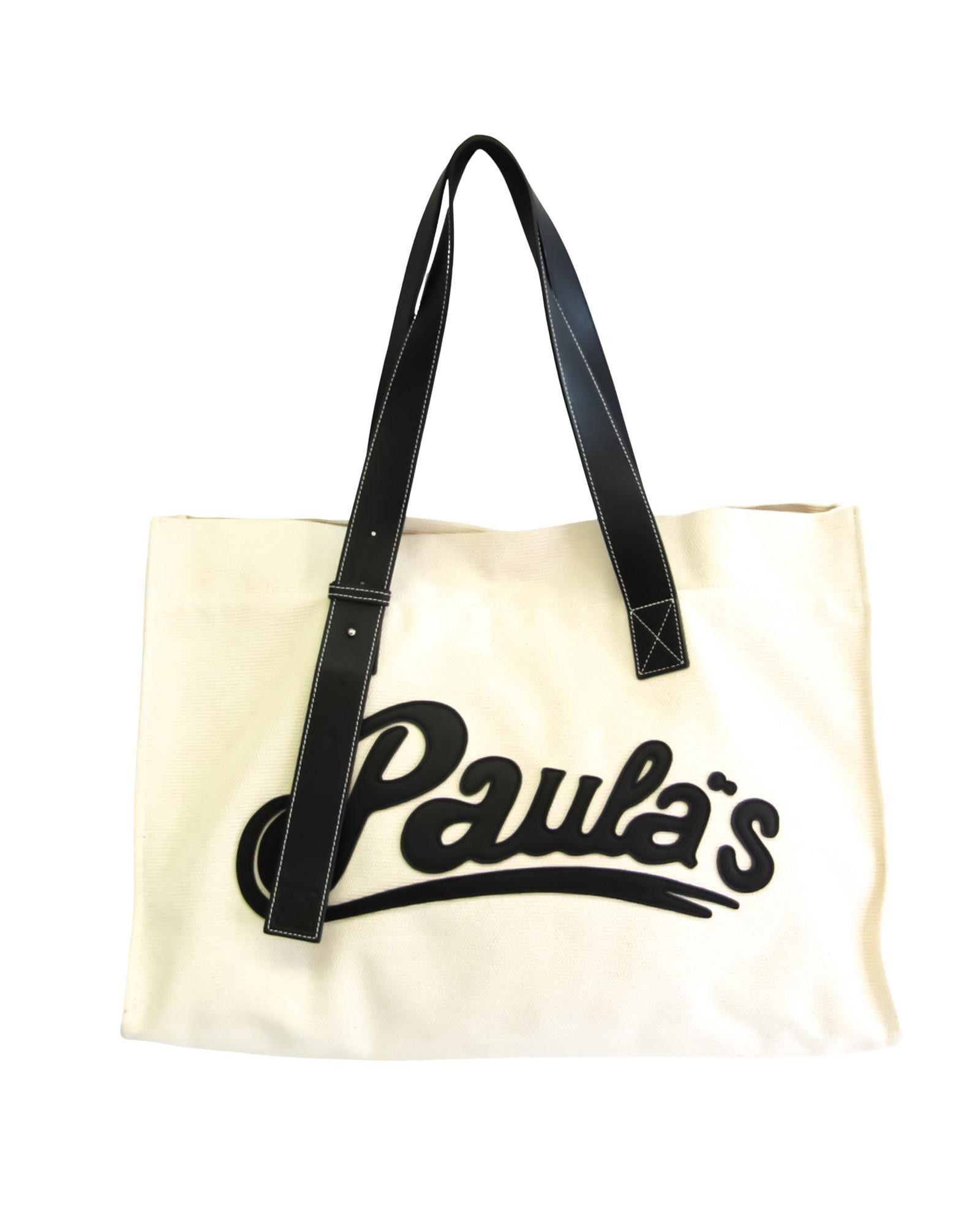 image of Loewe Paulas Ibiza Leather Bag in White, Women's