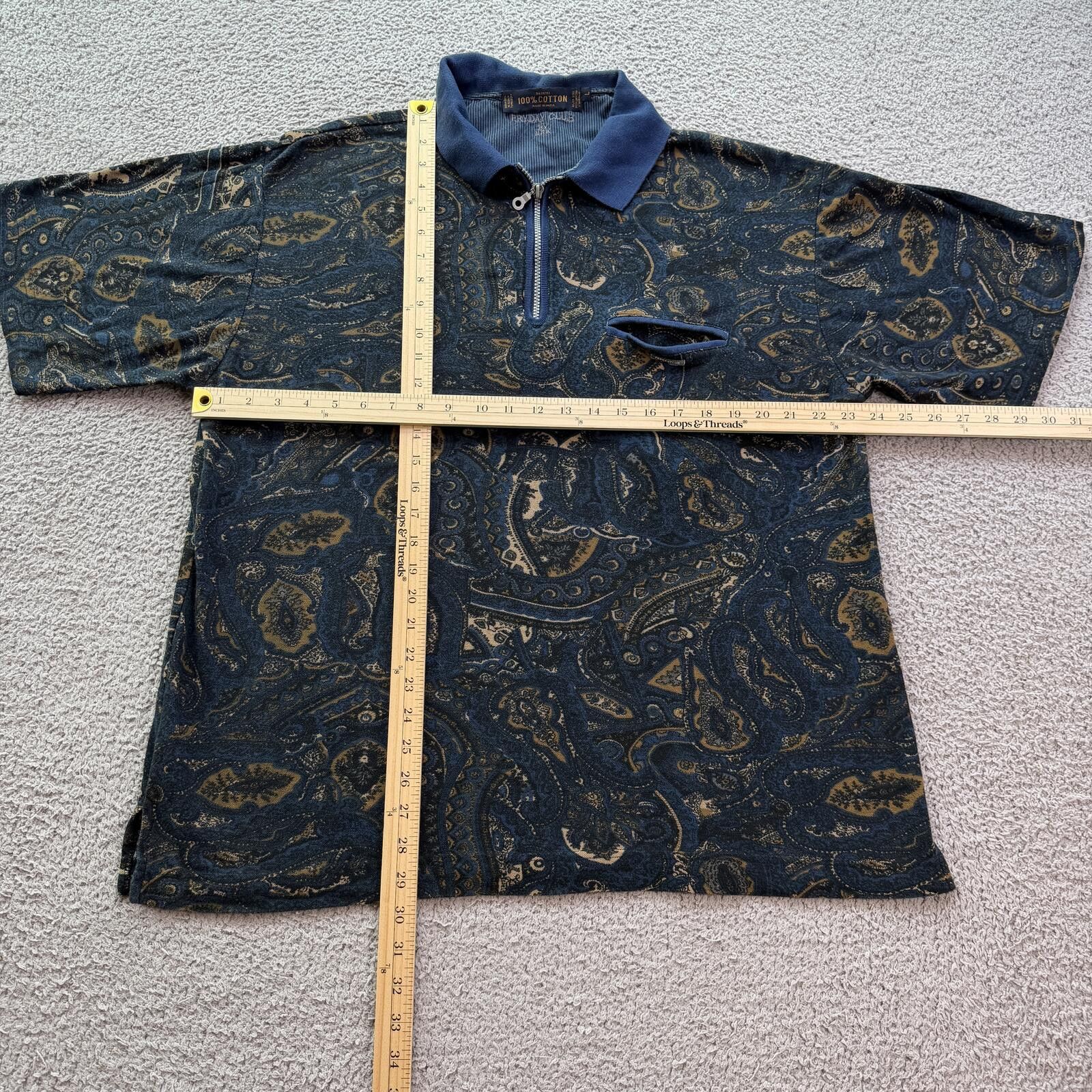 Other Vintage 90s Paisley AOP Zip Polo Shirt Blue Abstract Golf L Size US L / EU 52-54 / 3 - 3 Thumbnail