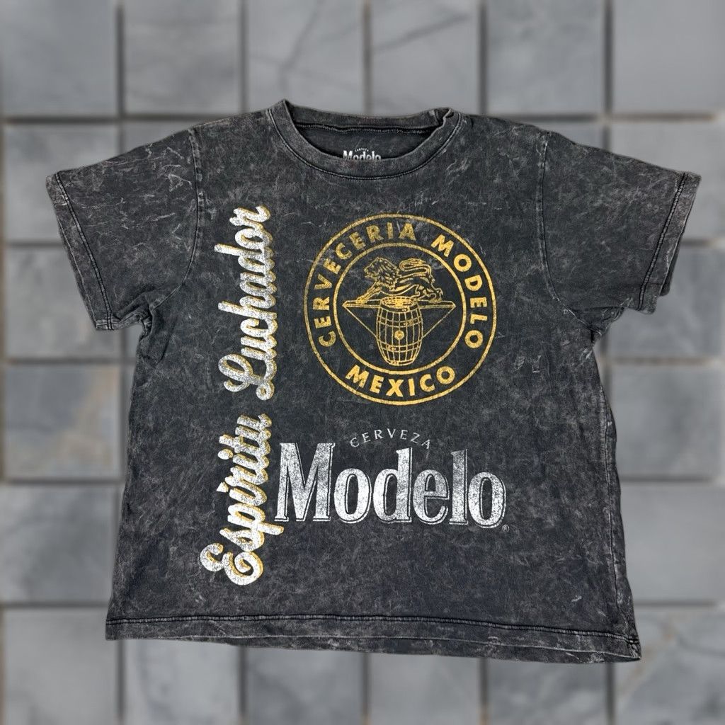 ESPIRIT VINTAGE Modelo Shirt Mens L Gray Boxy Cotton Logo Beer Sports Casual Crew Neck Short Sleeve Size US L / EU 52-54 / 3 - 1 Thumbnail