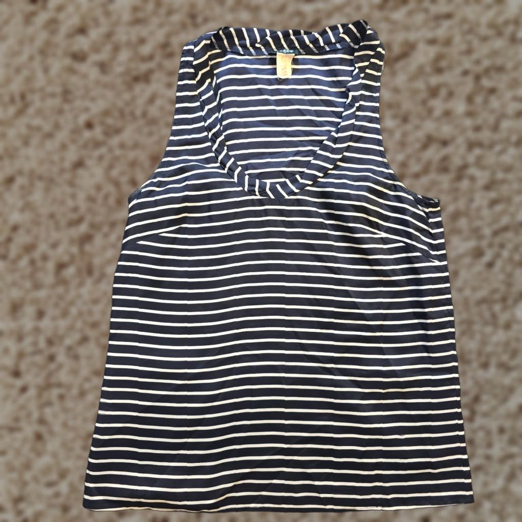 J.Crew J.CREW Top Womens Size 0 Blue White Silk Sleeveless Striped Nautical Capsule Tank Shirt Regular Womens Size XS / US 0-2 / IT 36-38 - 1 Thumbnail