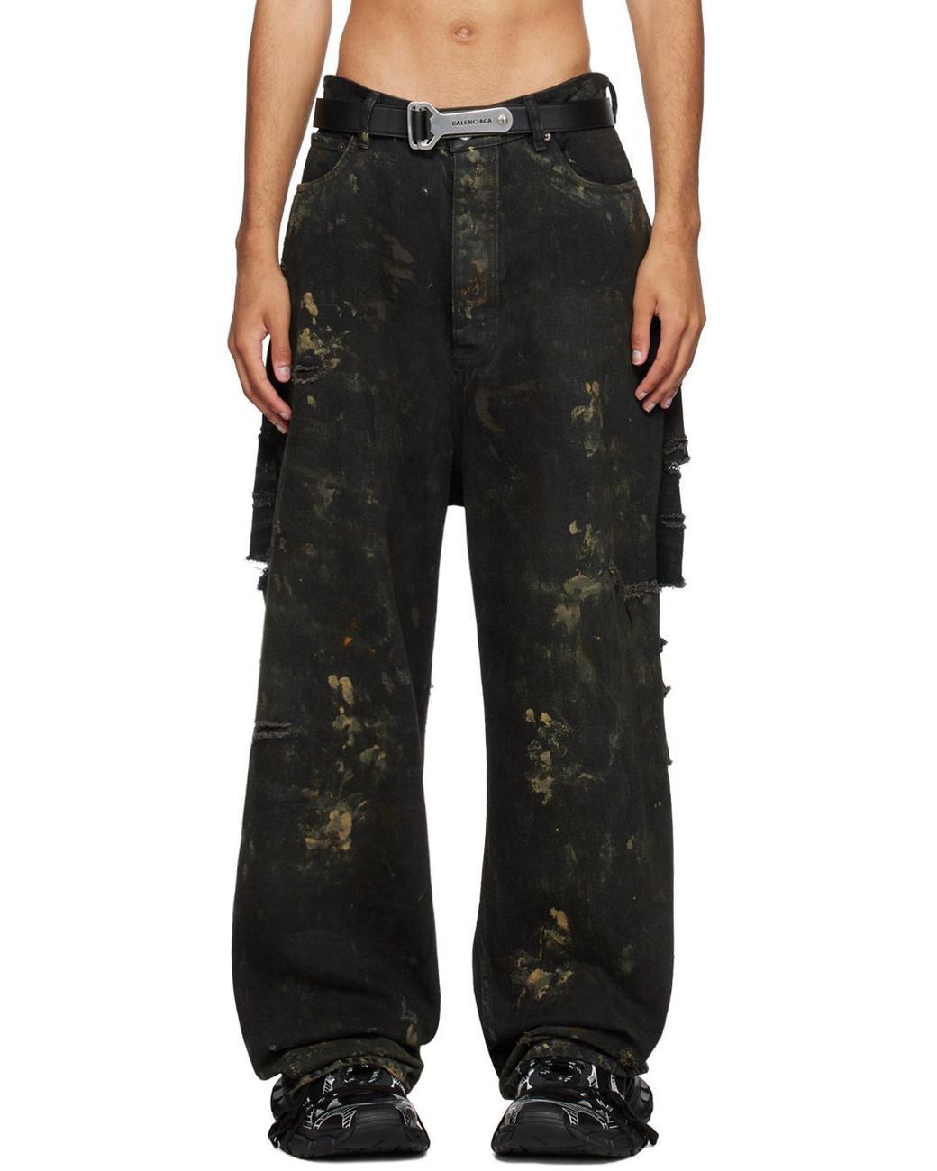 Balenciaga Balenciaga Destroyed Denim Pants 'Flat Black' Size US 34 / EU 50 - 2 Thumbnail