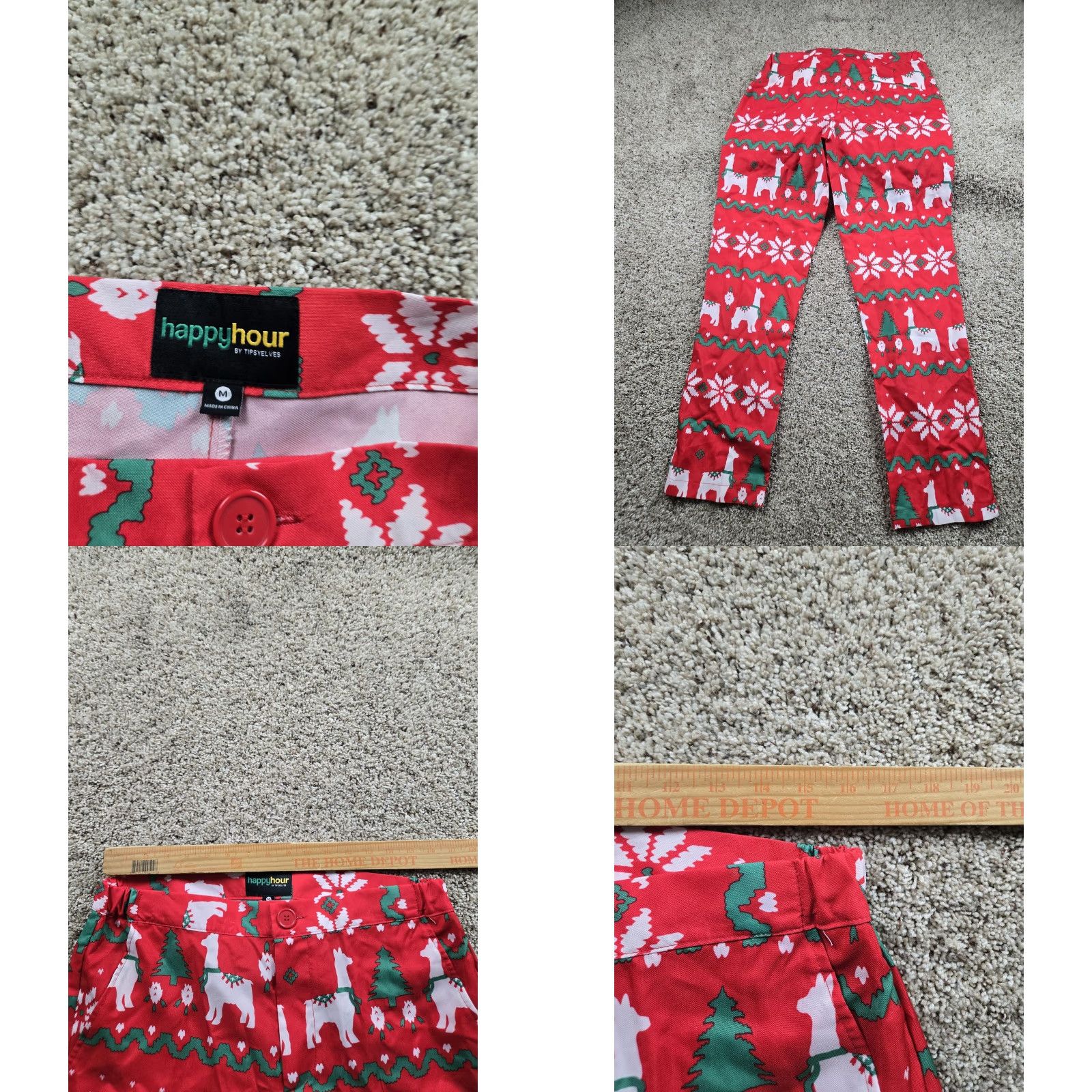Vintage Tipsy Elves Happy Hour Suit Mens M Red 2 Piece Christmas Ugly NWT Shirt Jacket Regular Fit Notch Lapel Front Button Vintage? Size 40R - 9 Thumbnail