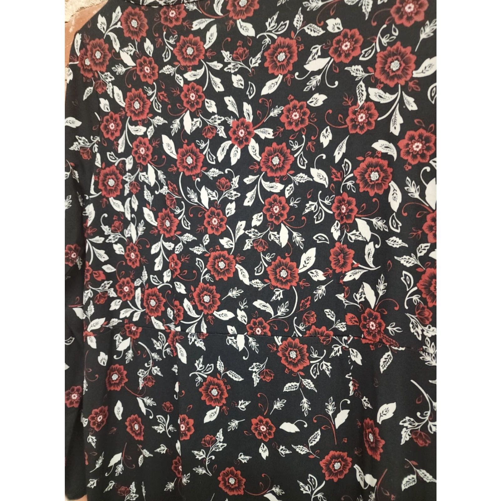 J. Jill VINTAGE J. Jill Wearever Collection Black Floral Print Knit Long Sleeve Dress MP Size M / US 6-8 / IT 42-44 - 4 Thumbnail