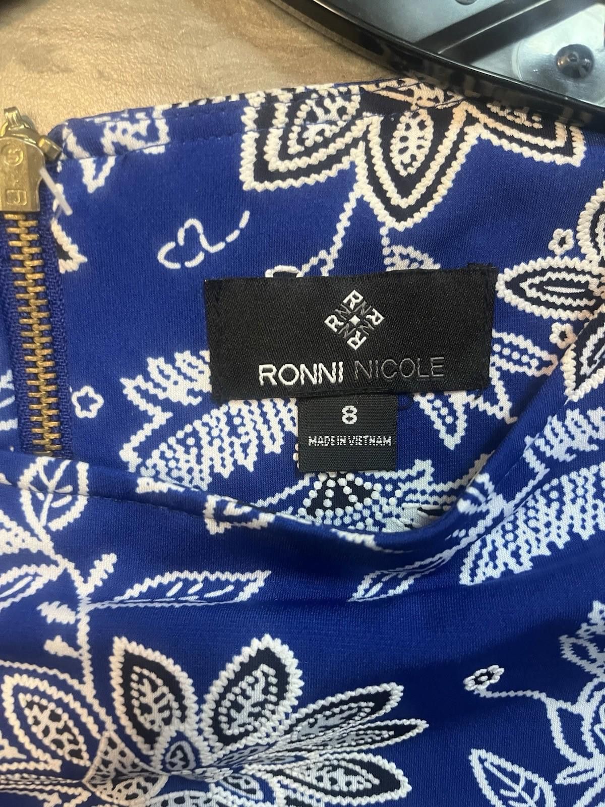 Other Ronni Nicole Blue Floral Fit Flare Cap Sleeve Dress Size 8 Size M / US 6-8 / IT 42-44 - 2 Thumbnail