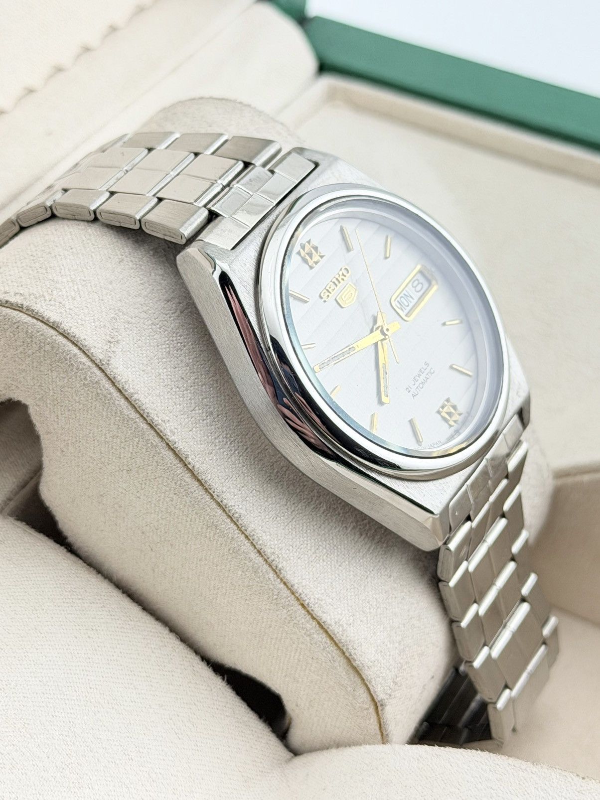 Seiko Vintage Seiko 5 Watch Automatic Gray Dial Wristwatch Size 36 - 3 Thumbnail