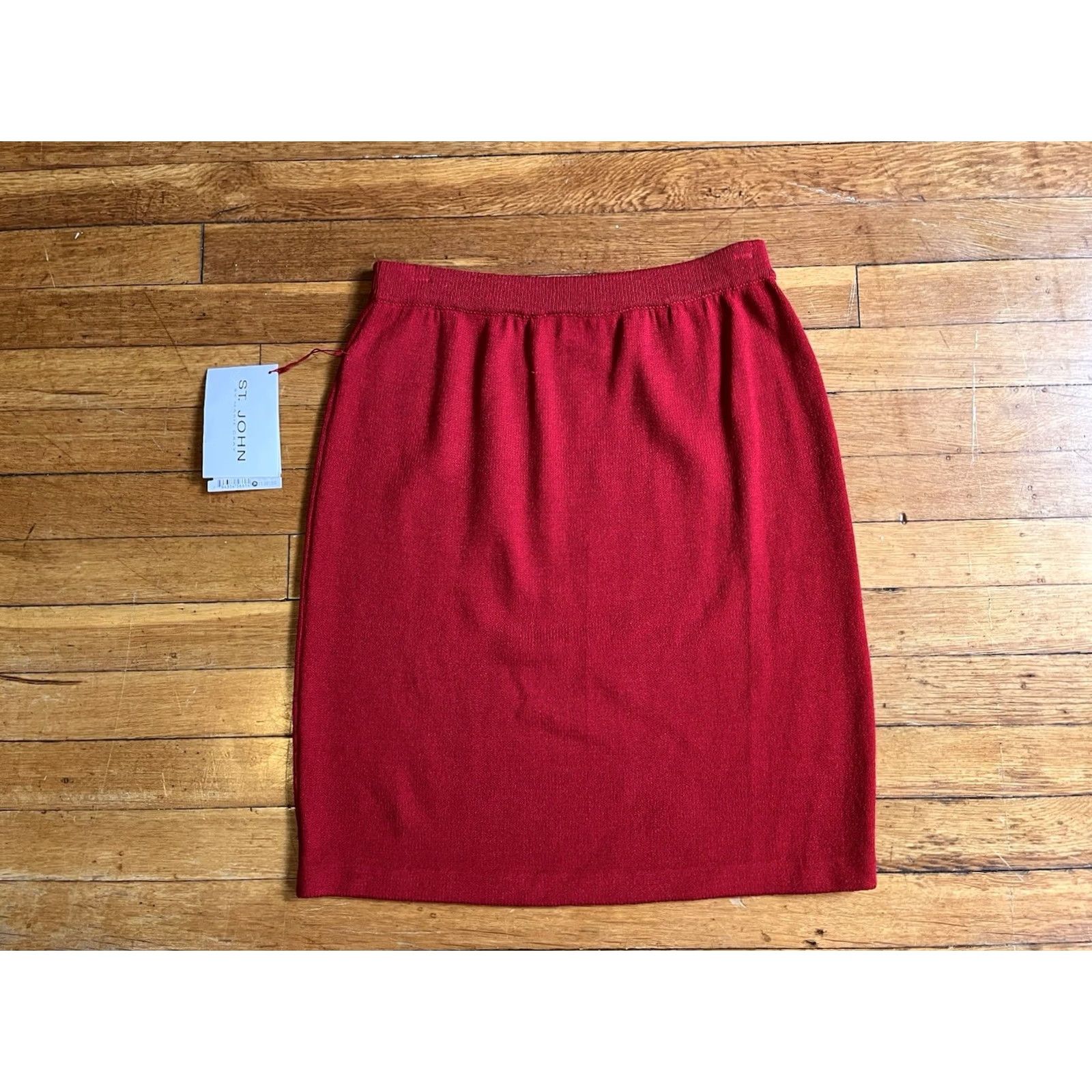 St. John St. John Santana Knit Pencil Skirt Women's 4 Red Knit Pencil Skirt, St. John, Red, 4, Keyboard-ready? Size 27" / US 4 / IT 40 - 7 Thumbnail