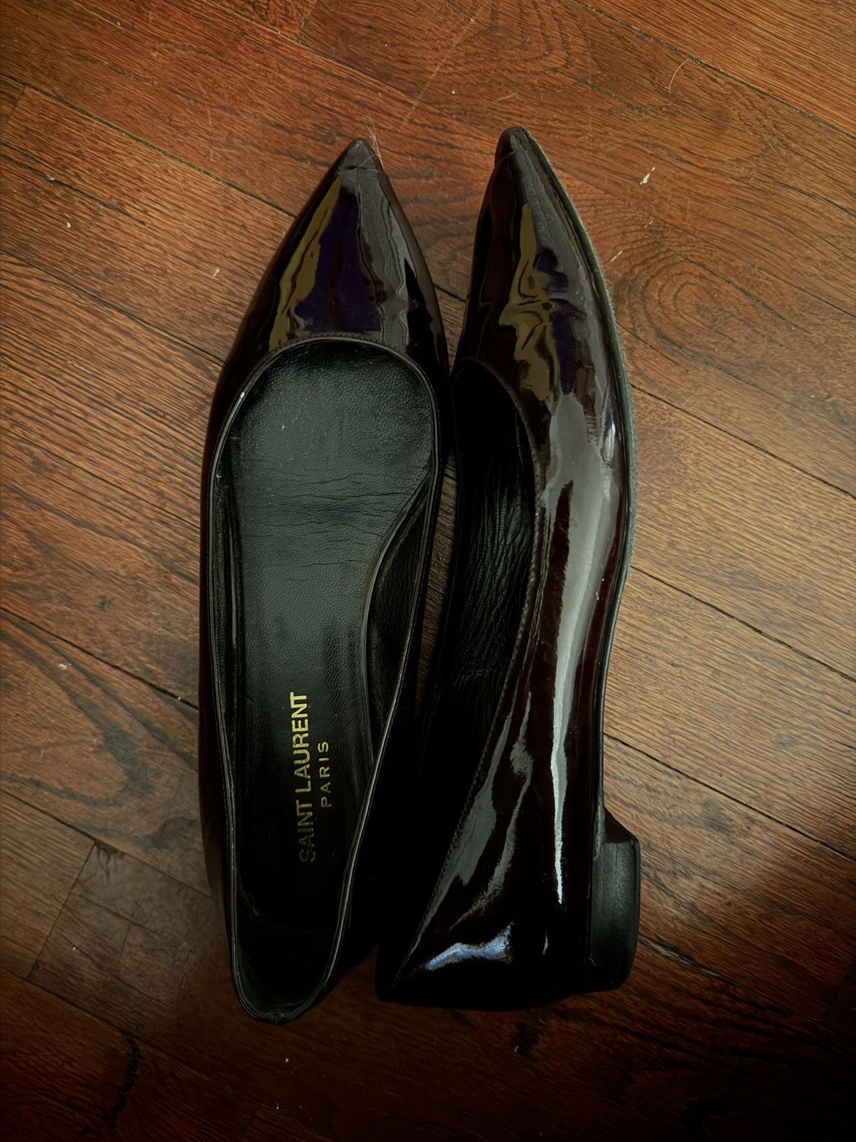 Saint Laurent Paris Burgundy Saint Laurent Pointed Flats Size US 7 / IT 37 - 2 Thumbnail