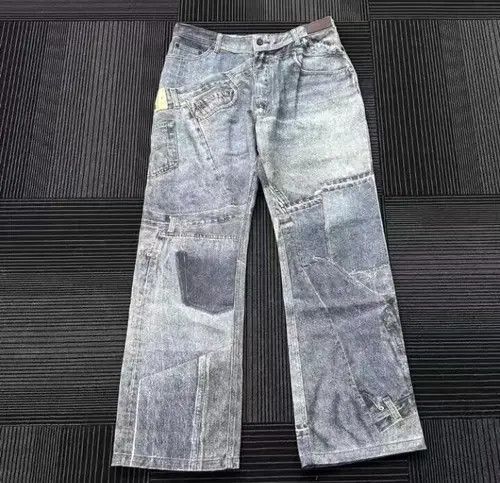 VIBE Digitally printed distressed washed denim trousers Size US 29 - 5 Thumbnail