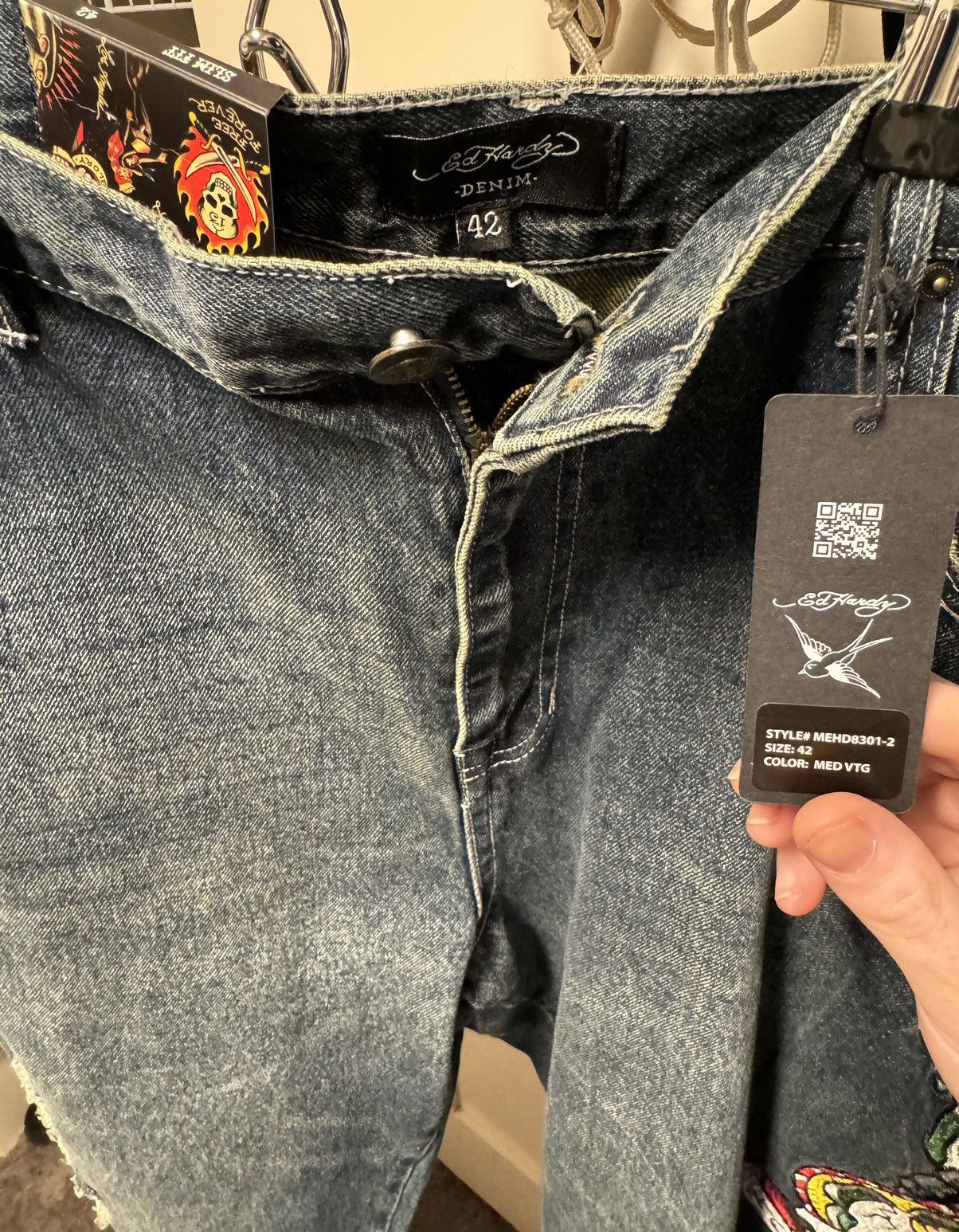 Christian Audigier × Ed Hardy Ed Hardy New York City Embroidered Denim Size US 42 / EU 58 - 5 Thumbnail