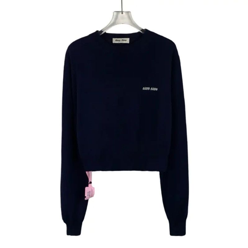 Miu Miu Miu Miu Women's Navy Wool Pullover Sweater 0089 Size S / US 4 / IT 40 - 1 Thumbnail