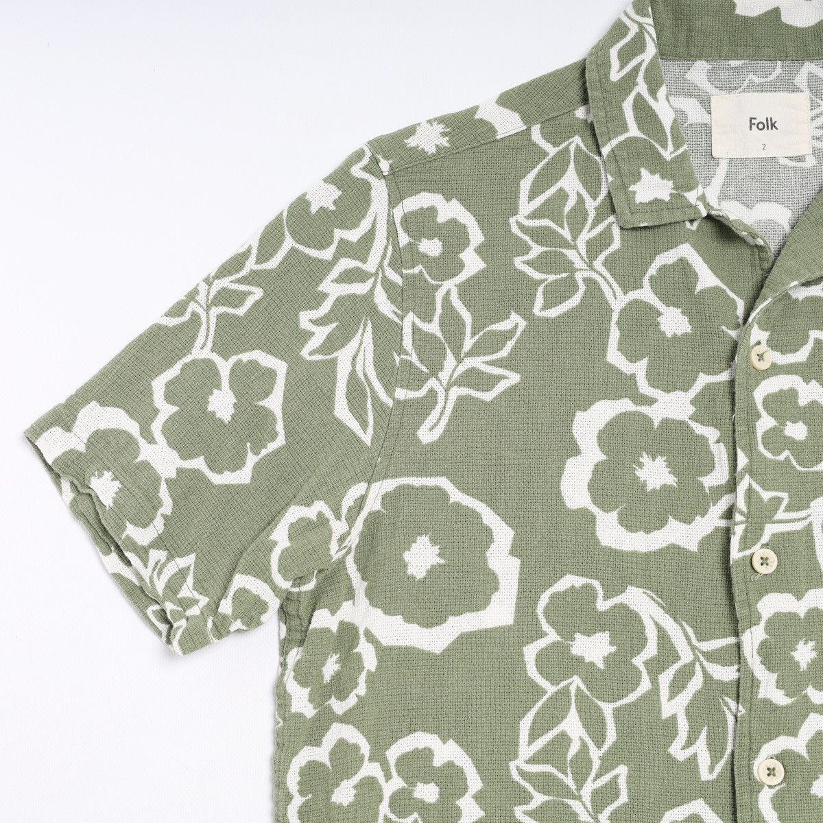 Folk Folk Printed Flower Floral Short Sleeve Shirt Green Size US S / EU 44-46 / 1 - 4 Thumbnail